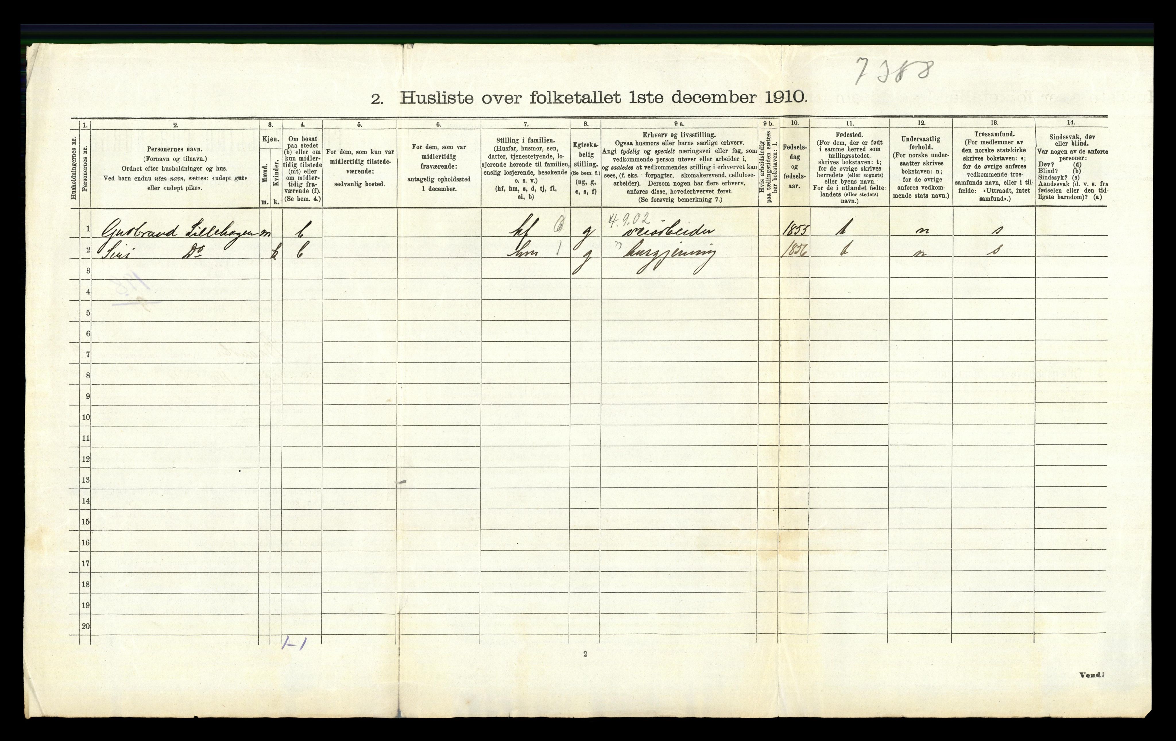 RA, 1910 census for Brandbu, 1910, p. 1387