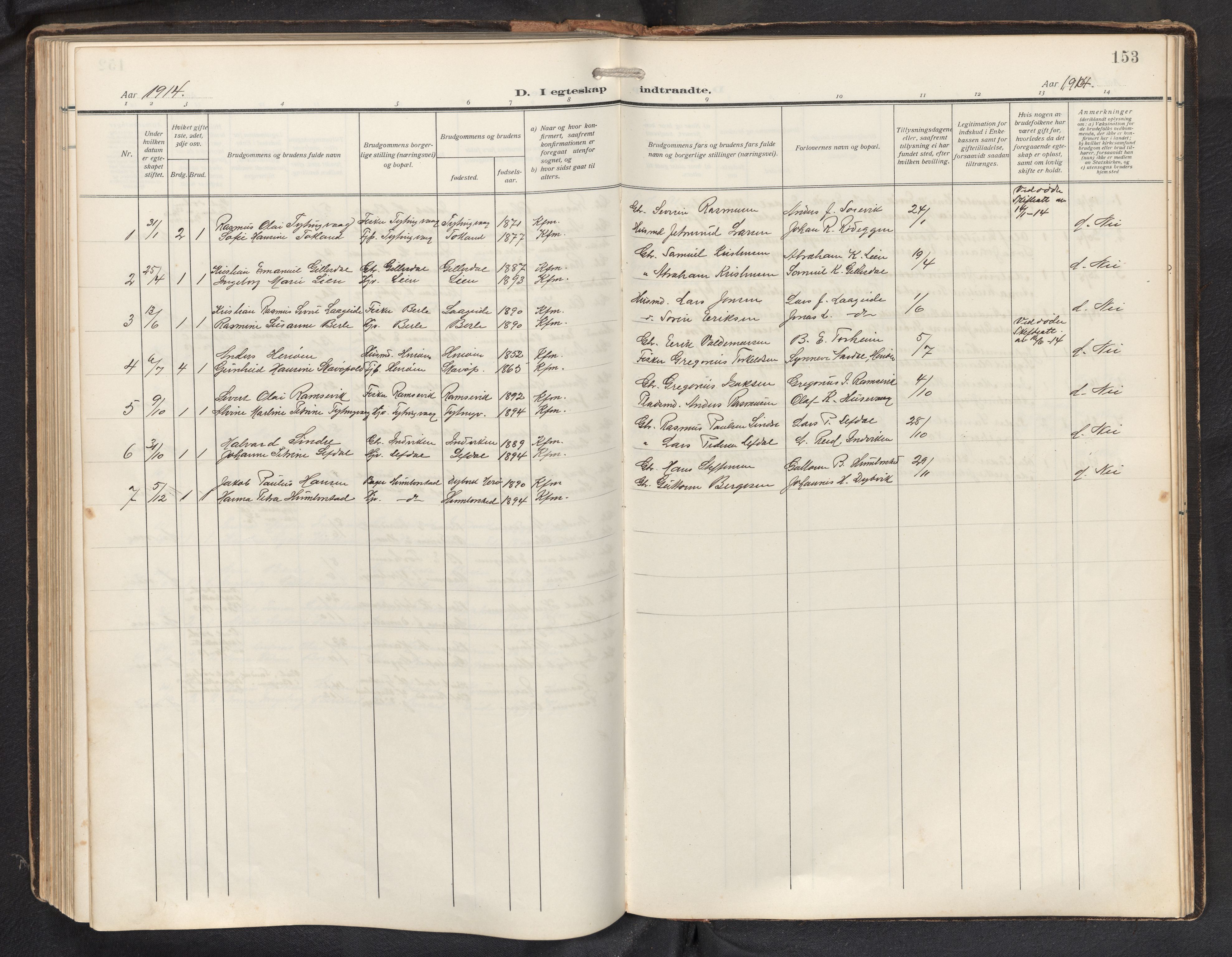 Davik sokneprestembete, SAB/A-79701/H/Hab/Haba/L0003: Parish register (copy) no. A 3, 1912-1947, p. 152b-153a