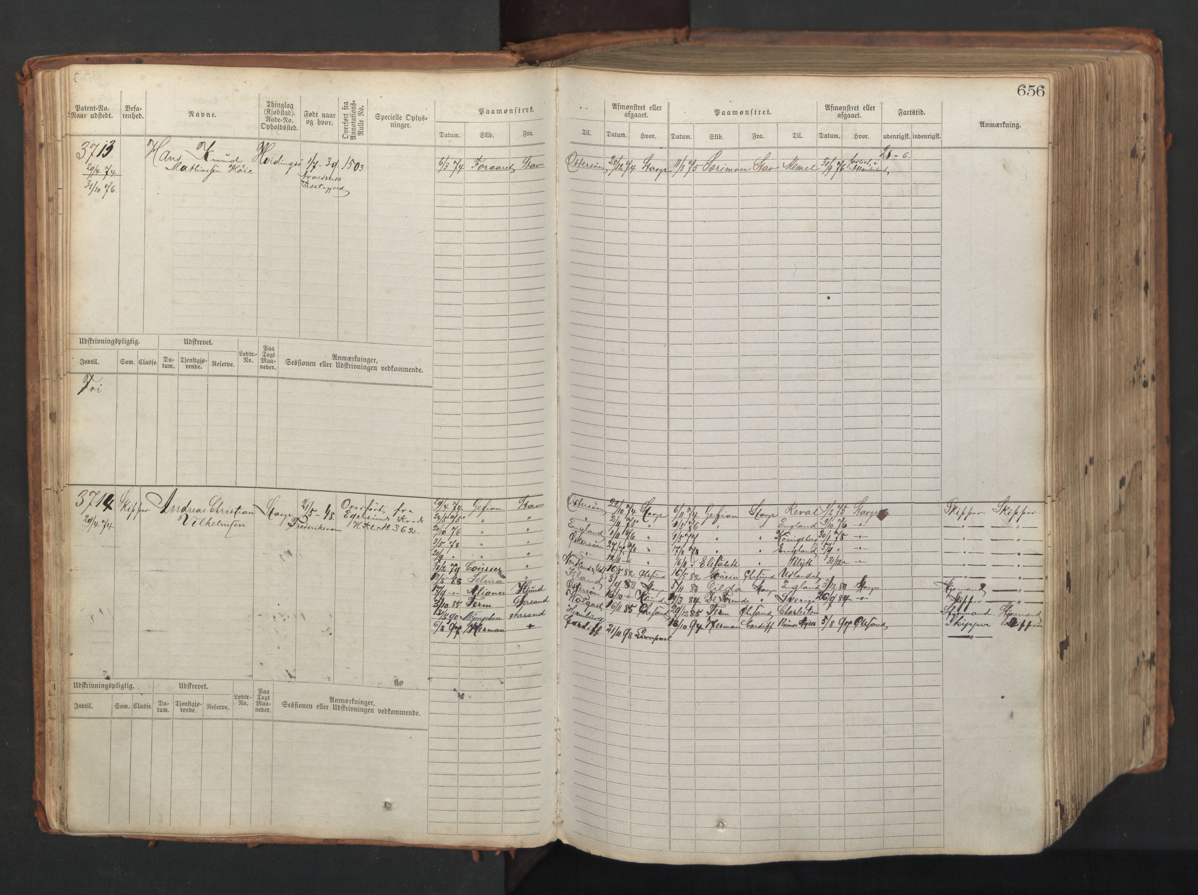 Stavanger sjømannskontor, AV/SAST-A-102006/F/Fb/Fbb/L0008: Sjøfartshovedrulle, patentnr. 3605-4804, 1873, p. 69