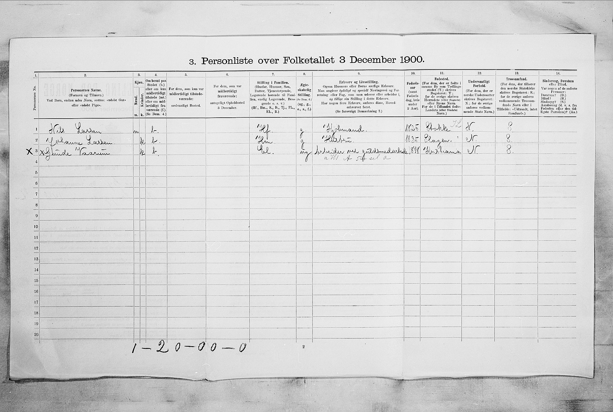 RA, 1900 census for Tønsberg, 1900, p. 5350