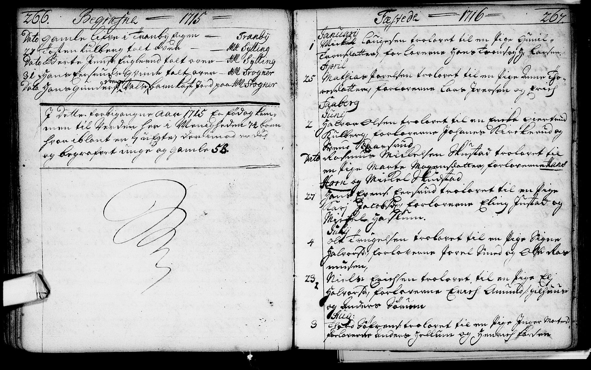 Lier kirkebøker, AV/SAKO-A-230/F/Fa/L0002: Parish register (official) no. I 2, 1701-1726, p. 266-267