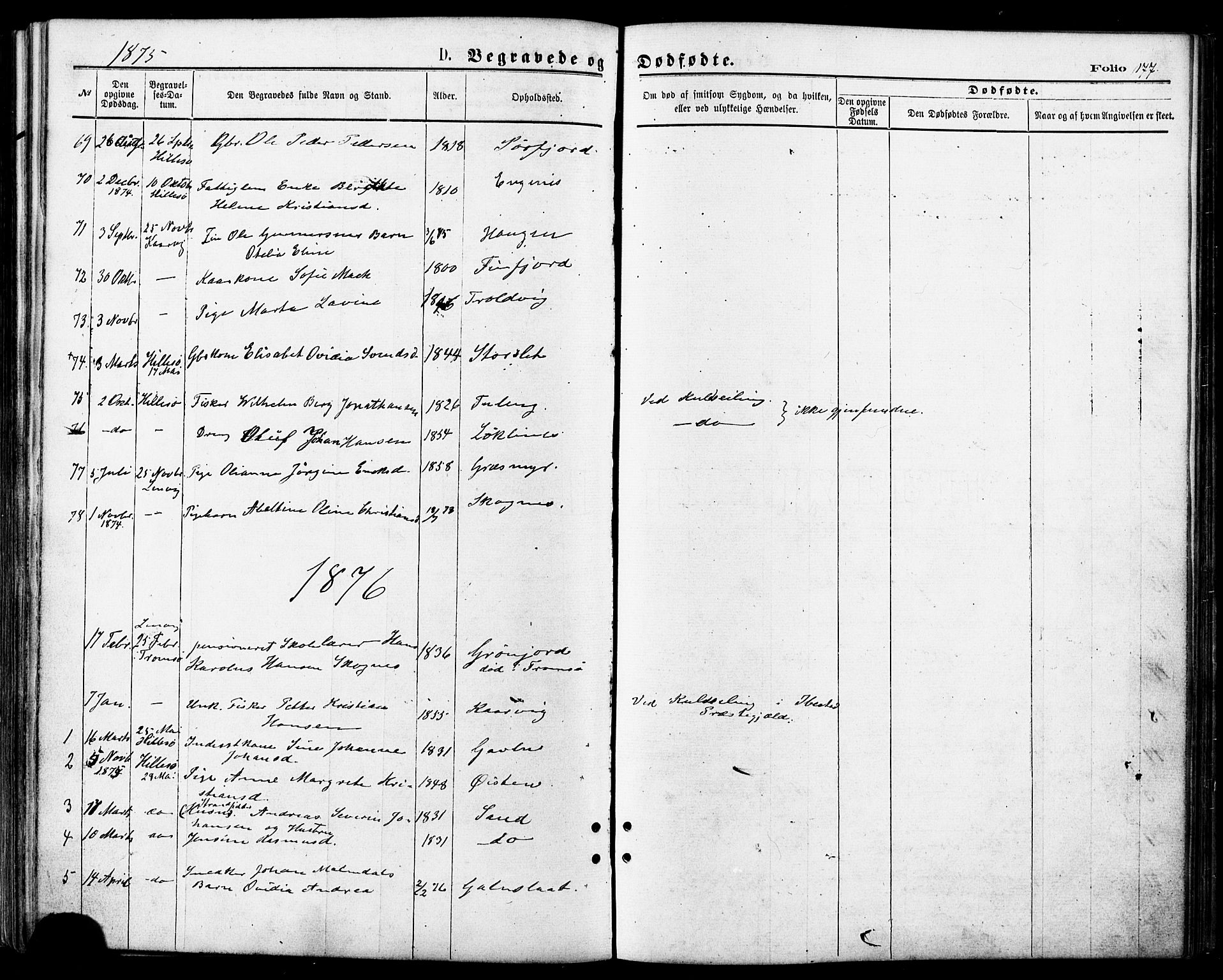 Lenvik sokneprestembete, SATØ/S-1310/H/Ha/Haa/L0010kirke: Parish register (official) no. 10, 1873-1880, p. 177