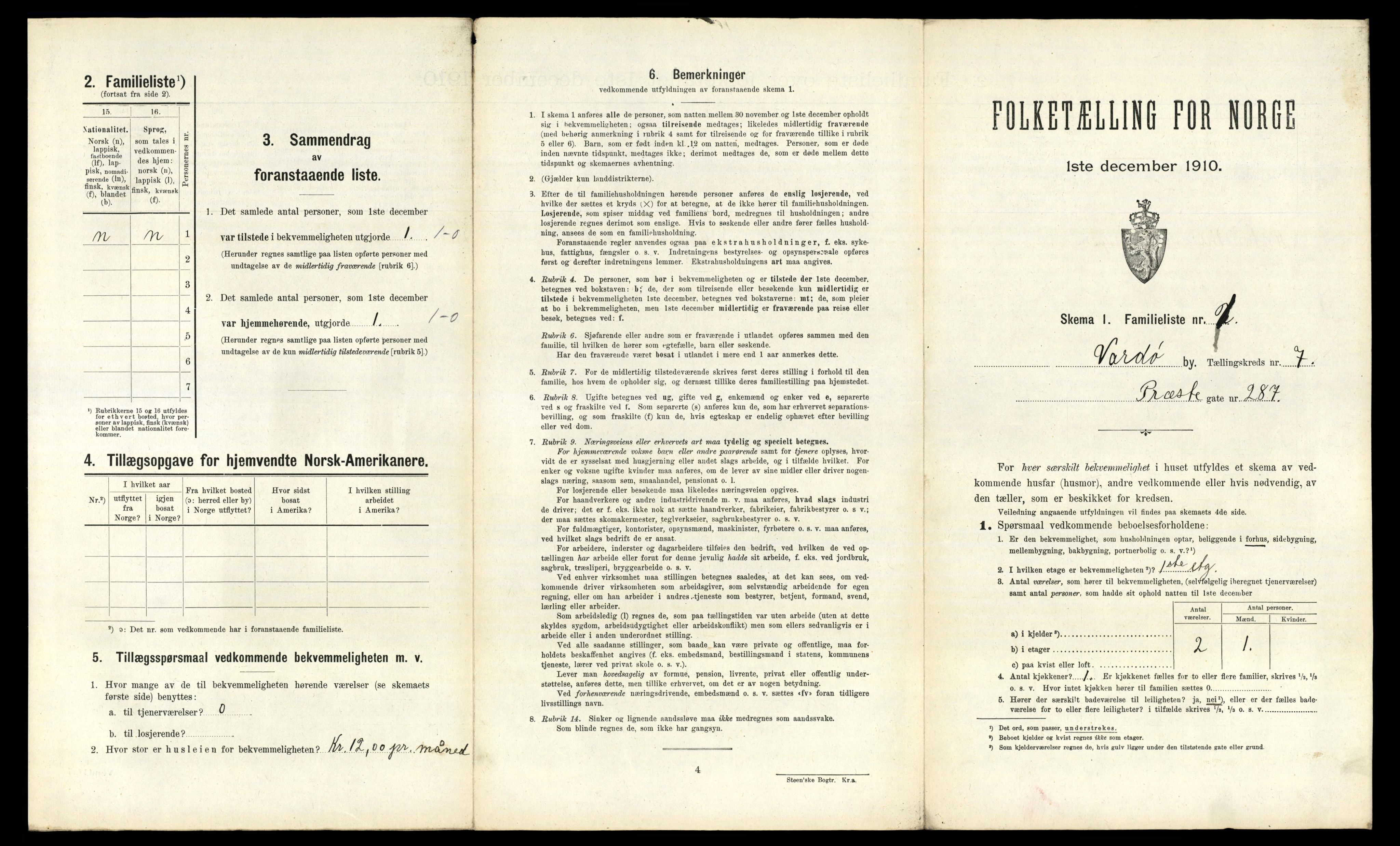 RA, 1910 census for Vardø, 1910, p. 1008