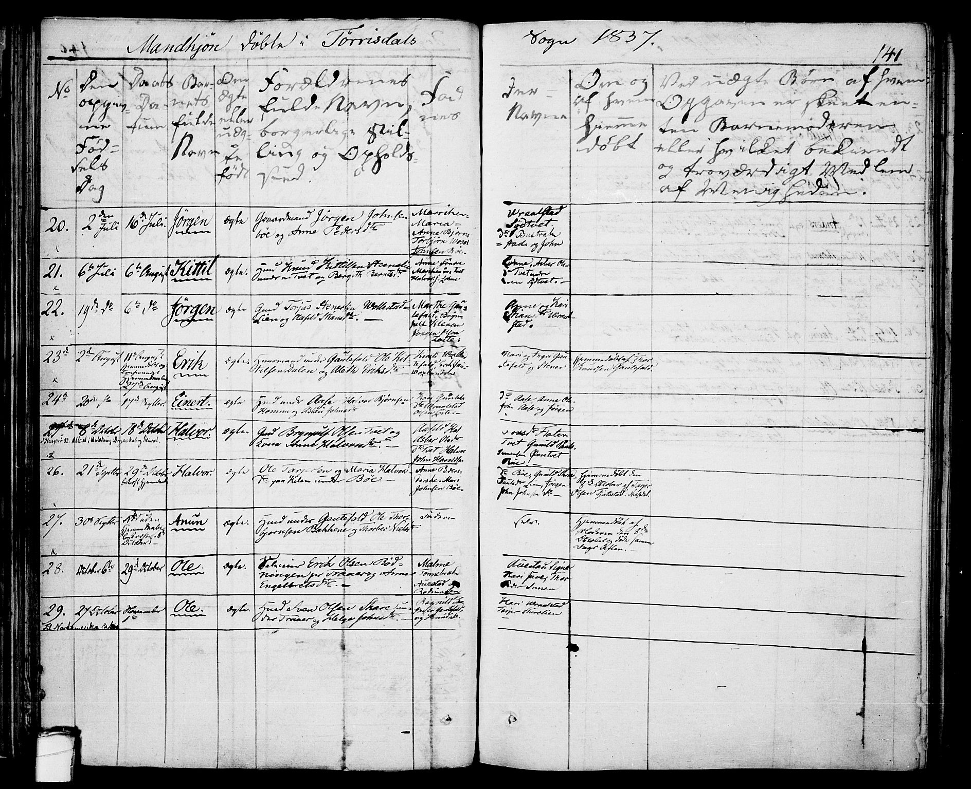 Drangedal kirkebøker, AV/SAKO-A-258/F/Fa/L0006: Parish register (official) no. 6, 1831-1837, p. 141