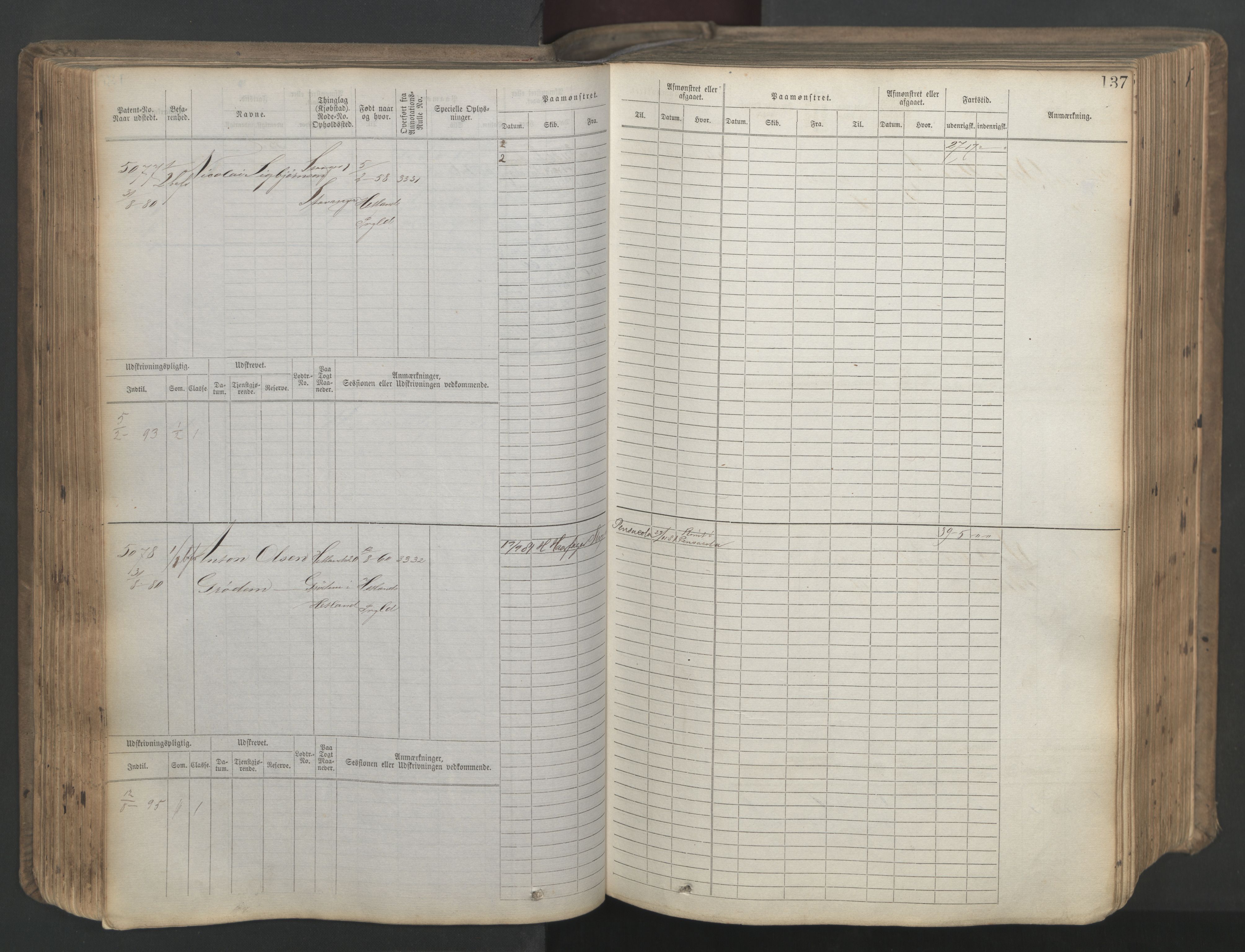 Stavanger sjømannskontor, AV/SAST-A-102006/F/Fb/Fbb/L0020: Sjøfartshovedrulle patnentnr. 4803-6004 (dublett), 1879, p. 142