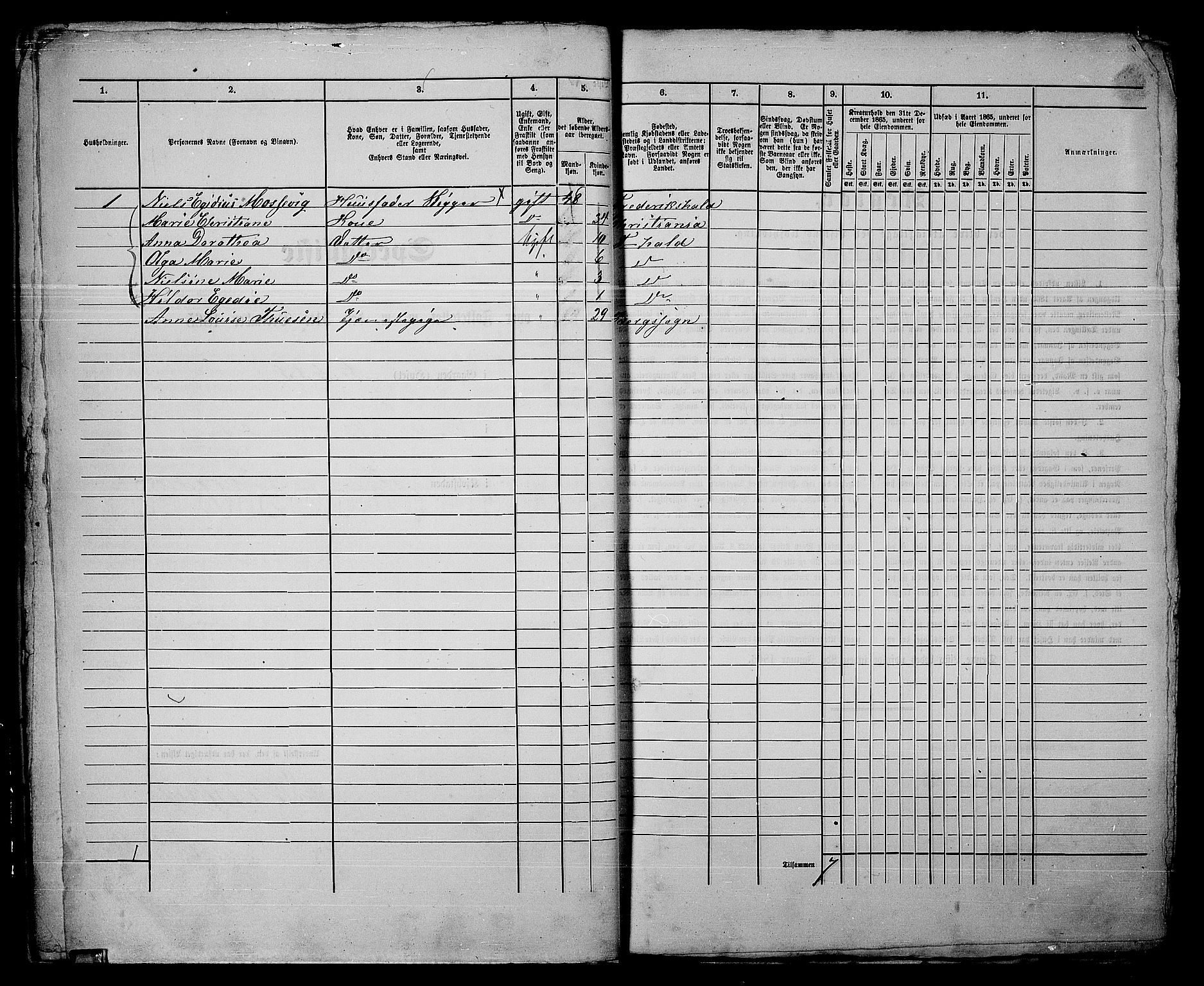 RA, 1865 census for Fredrikshald, 1865, p. 428