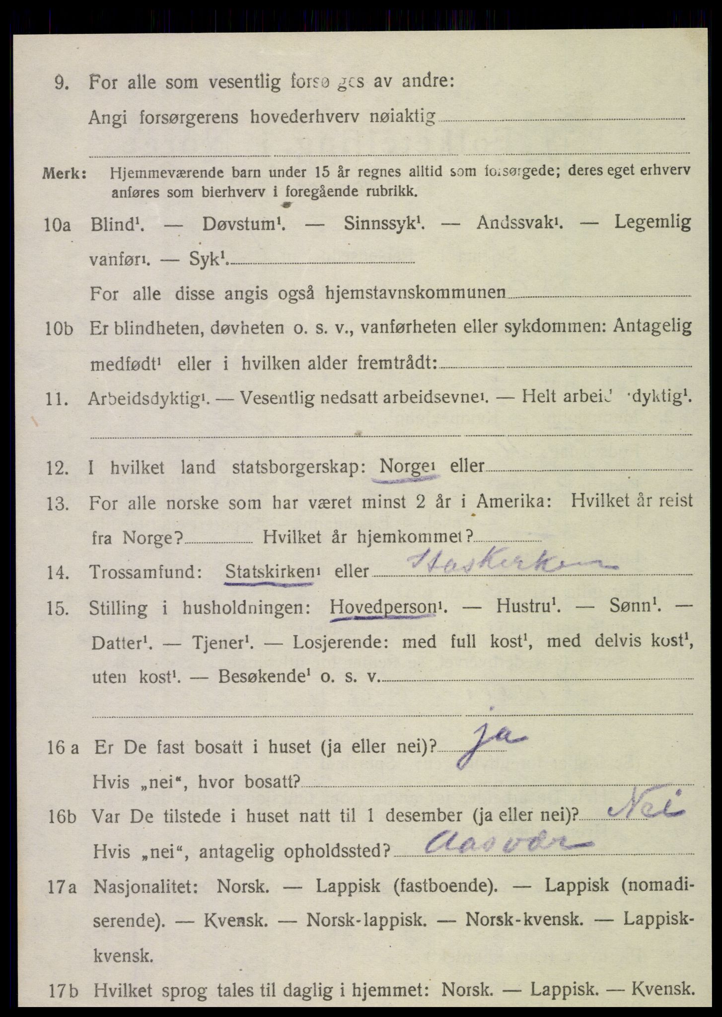 SAT, 1920 census for Nordvik, 1920, p. 1041