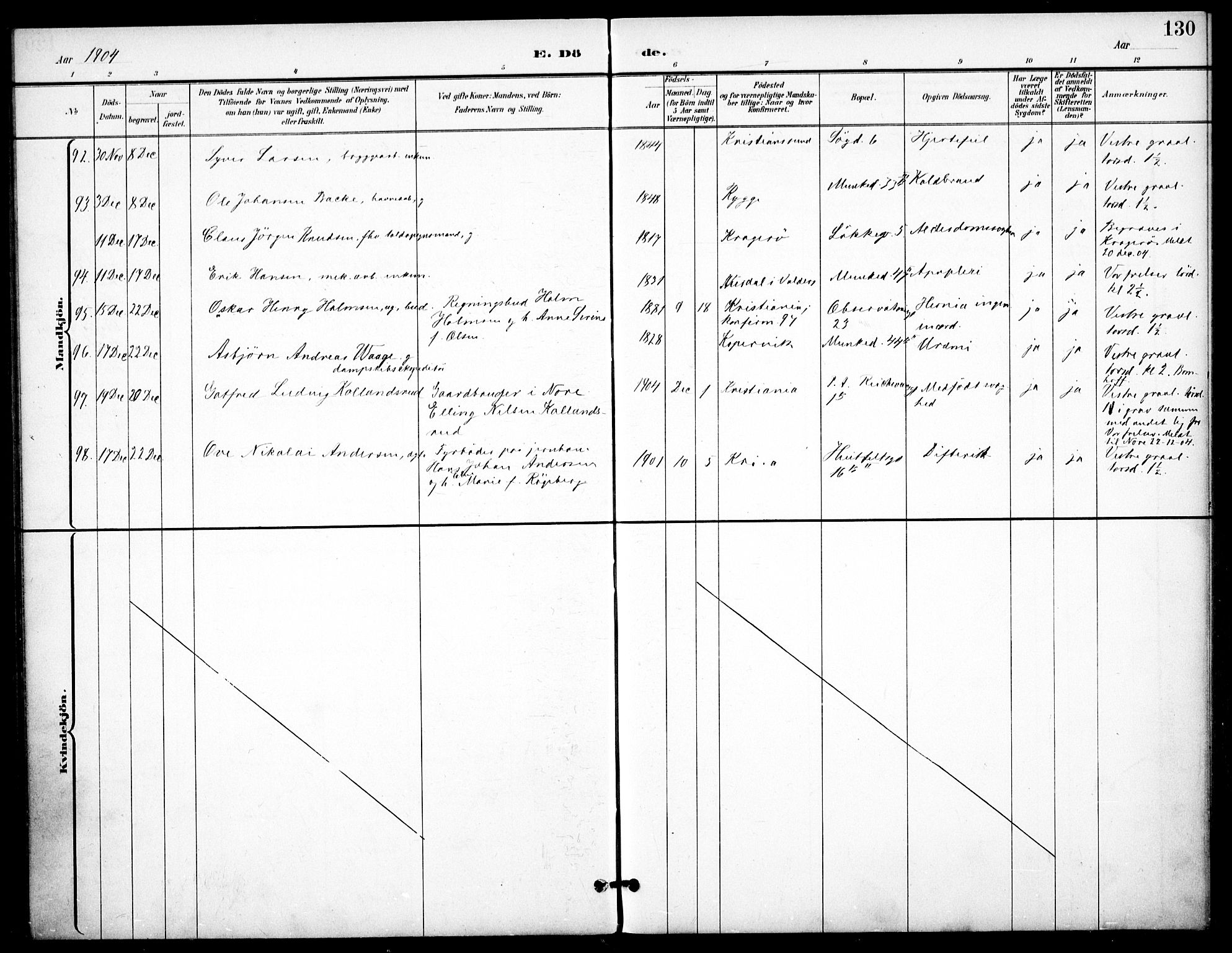 Johannes prestekontor Kirkebøker, SAO/A-10852/F/Fa/L0008: Parish register (official) no. 8, 1897-1917, p. 130