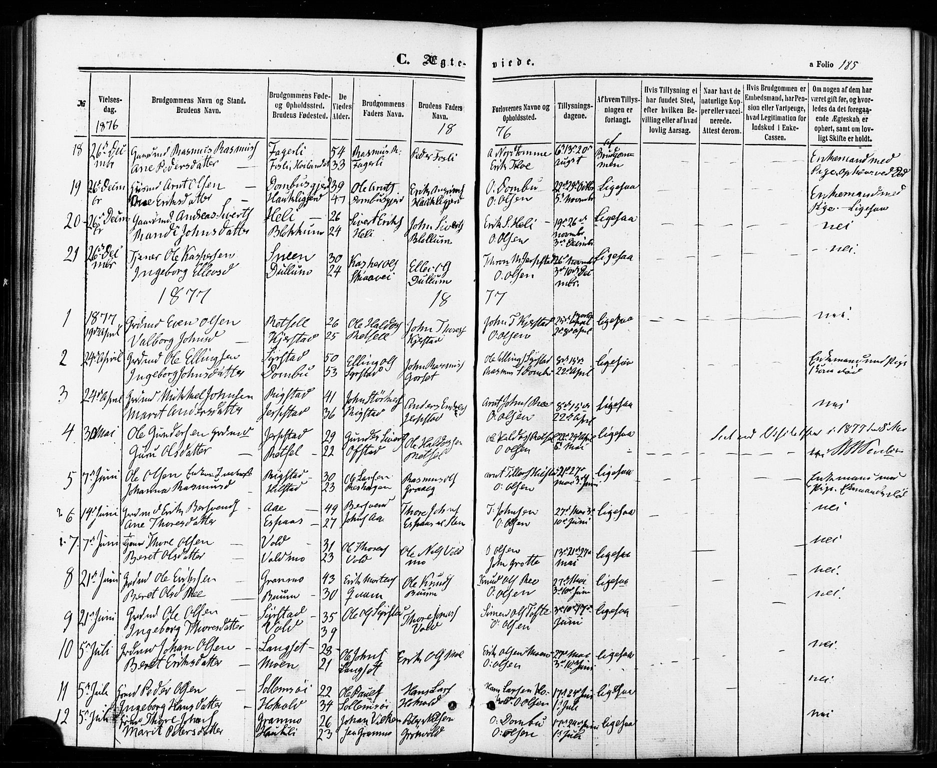 Ministerialprotokoller, klokkerbøker og fødselsregistre - Sør-Trøndelag, SAT/A-1456/672/L0856: Parish register (official) no. 672A08, 1861-1881, p. 185