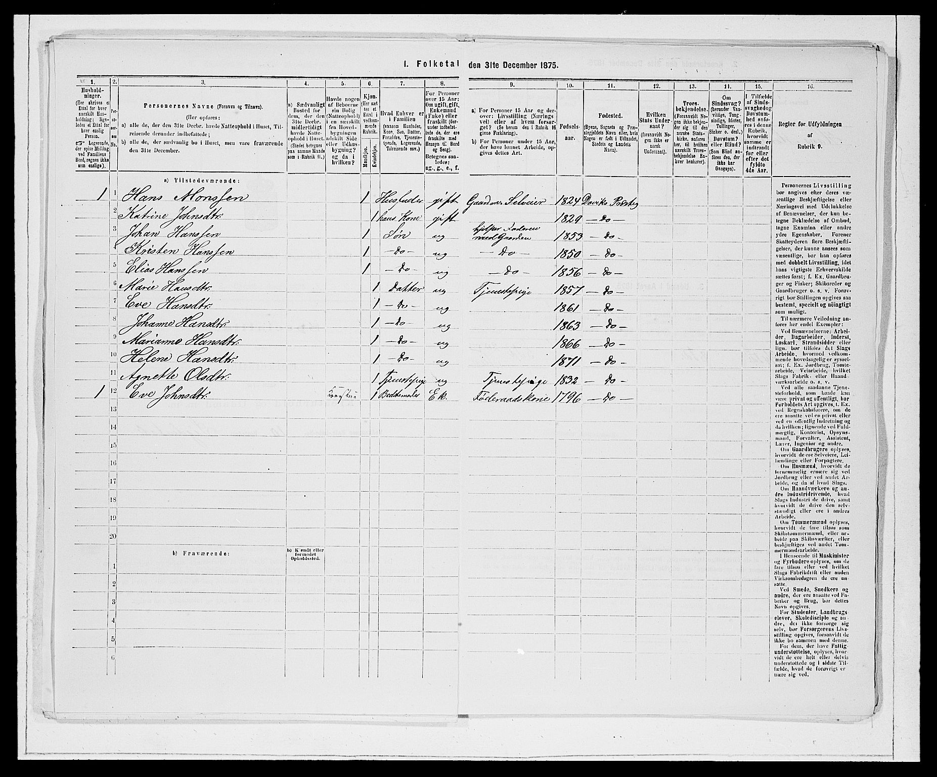 SAB, 1875 Census for 1442P Davik, 1875, p. 52