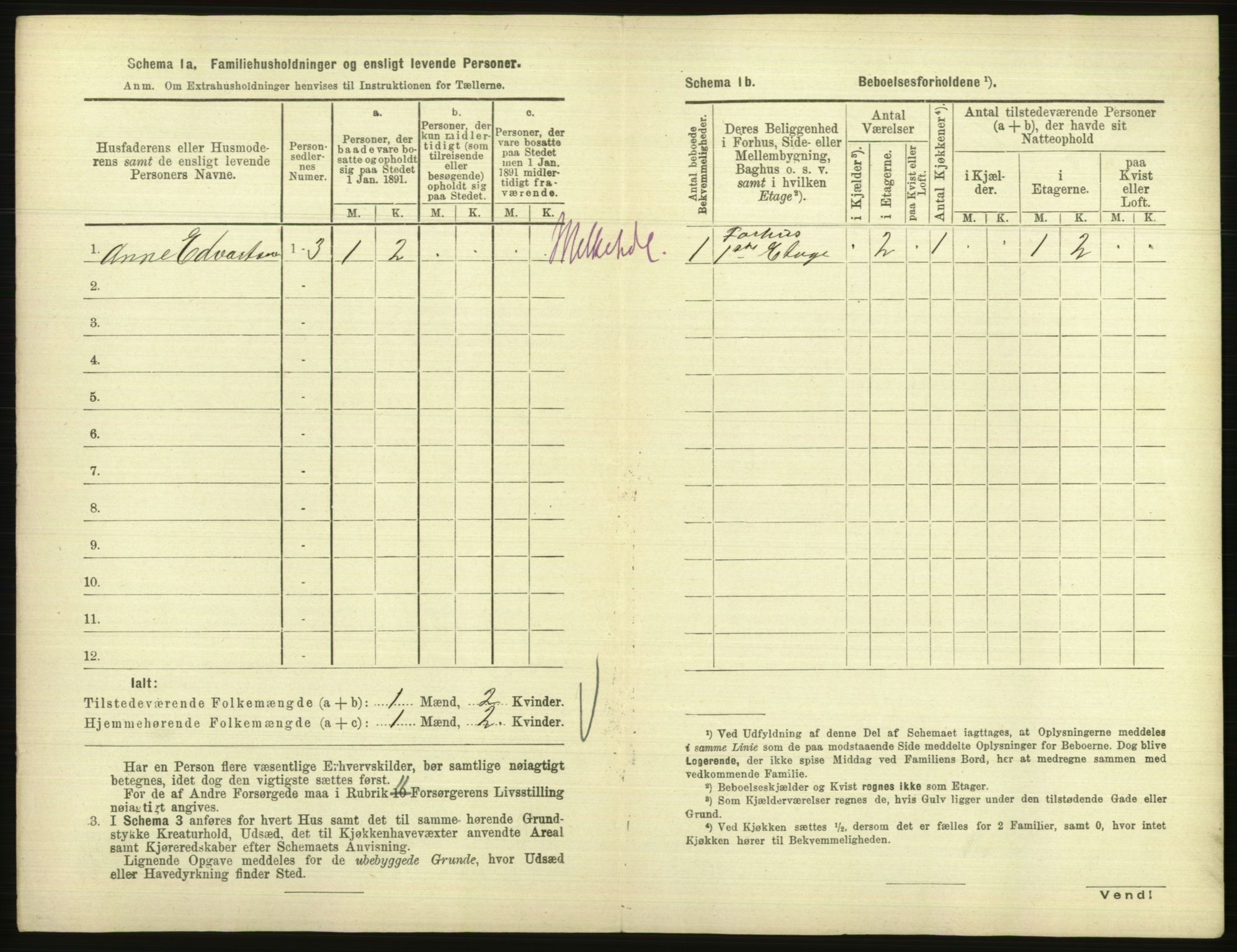 RA, 1891 census for 1001 Kristiansand, 1891, p. 845