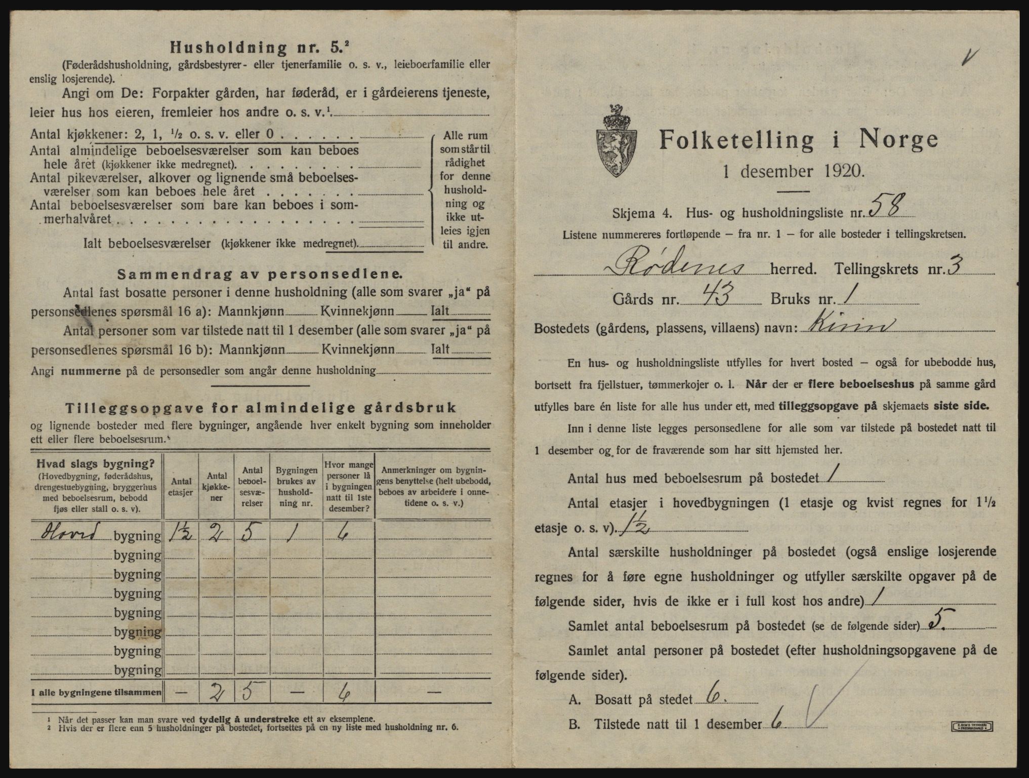 SAO, 1920 census for Rødenes, 1920, p. 382