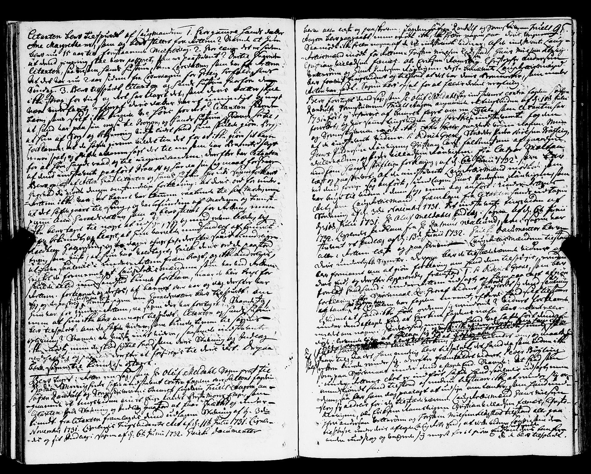 Nordland og Finnmarks lagstol, AV/SAT-A-5608/X/L0006: Justisprotokoll, 1730-1740, p. 94b-95a