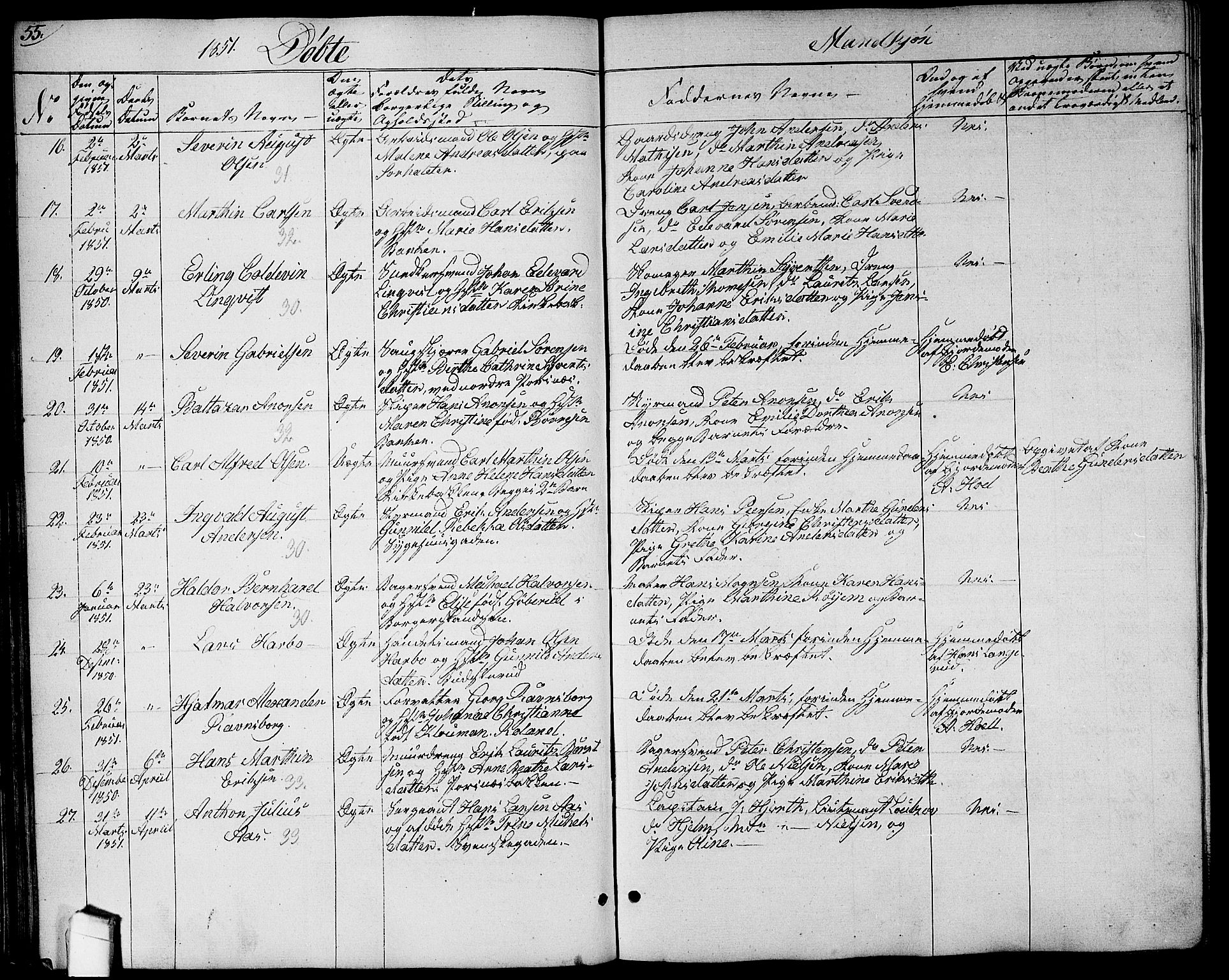 Halden prestekontor Kirkebøker, SAO/A-10909/G/Ga/L0004: Parish register (copy) no. 4, 1845-1854, p. 55