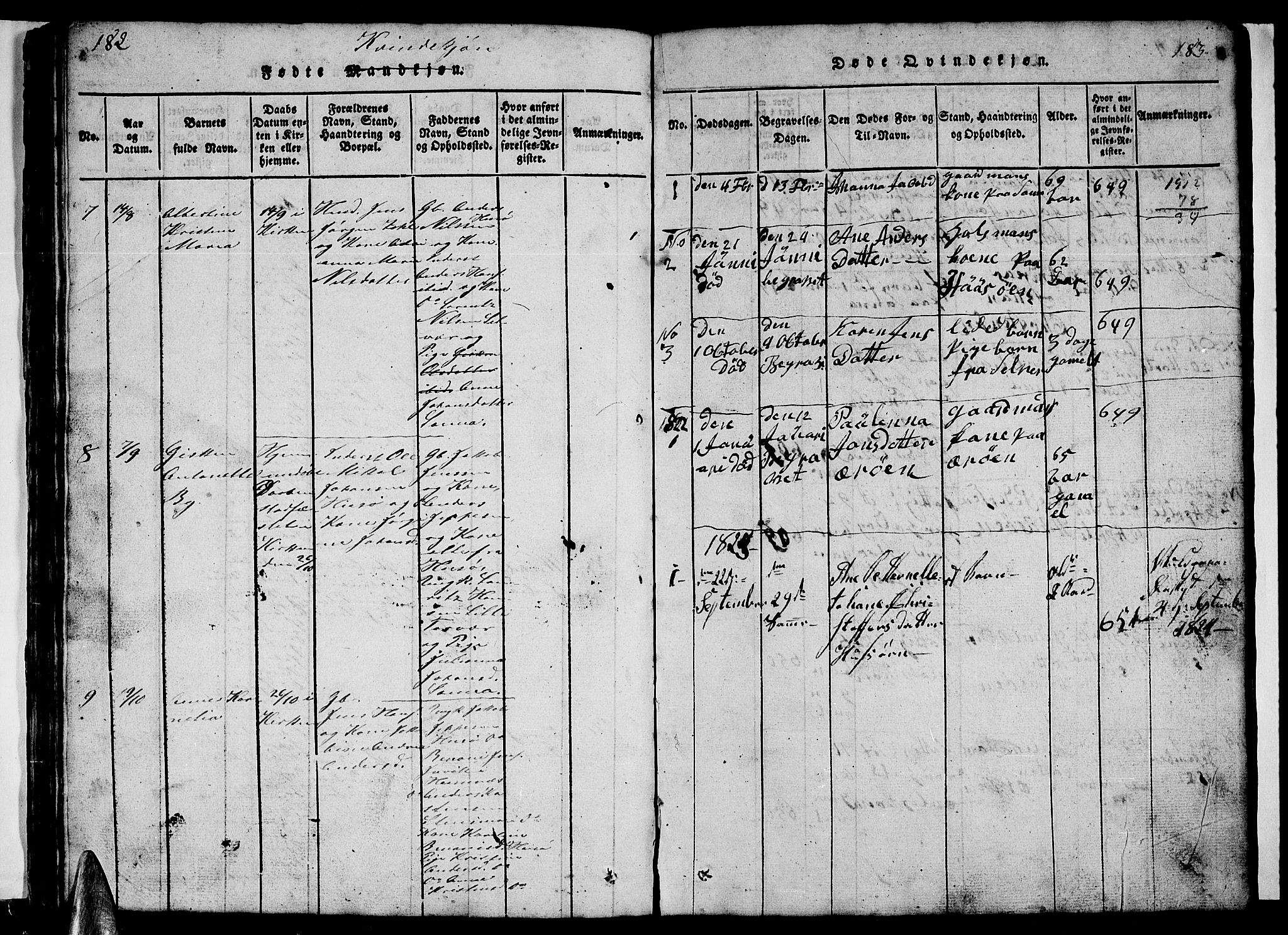 Ministerialprotokoller, klokkerbøker og fødselsregistre - Nordland, SAT/A-1459/840/L0581: Parish register (copy) no. 840C01, 1820-1873, p. 182-183