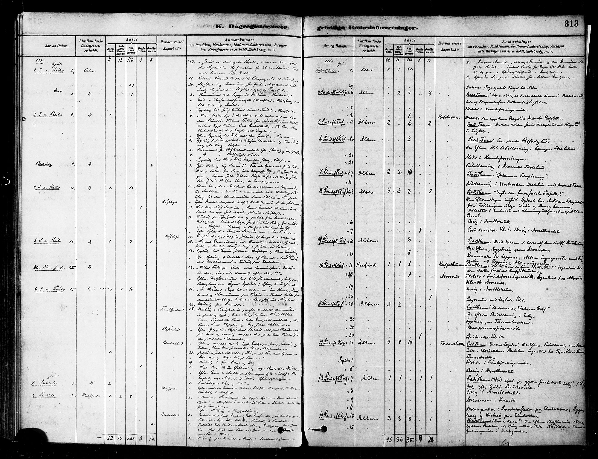 Alta sokneprestkontor, SATØ/S-1338/H/Ha/L0002.kirke: Parish register (official) no. 2, 1879-1892, p. 313