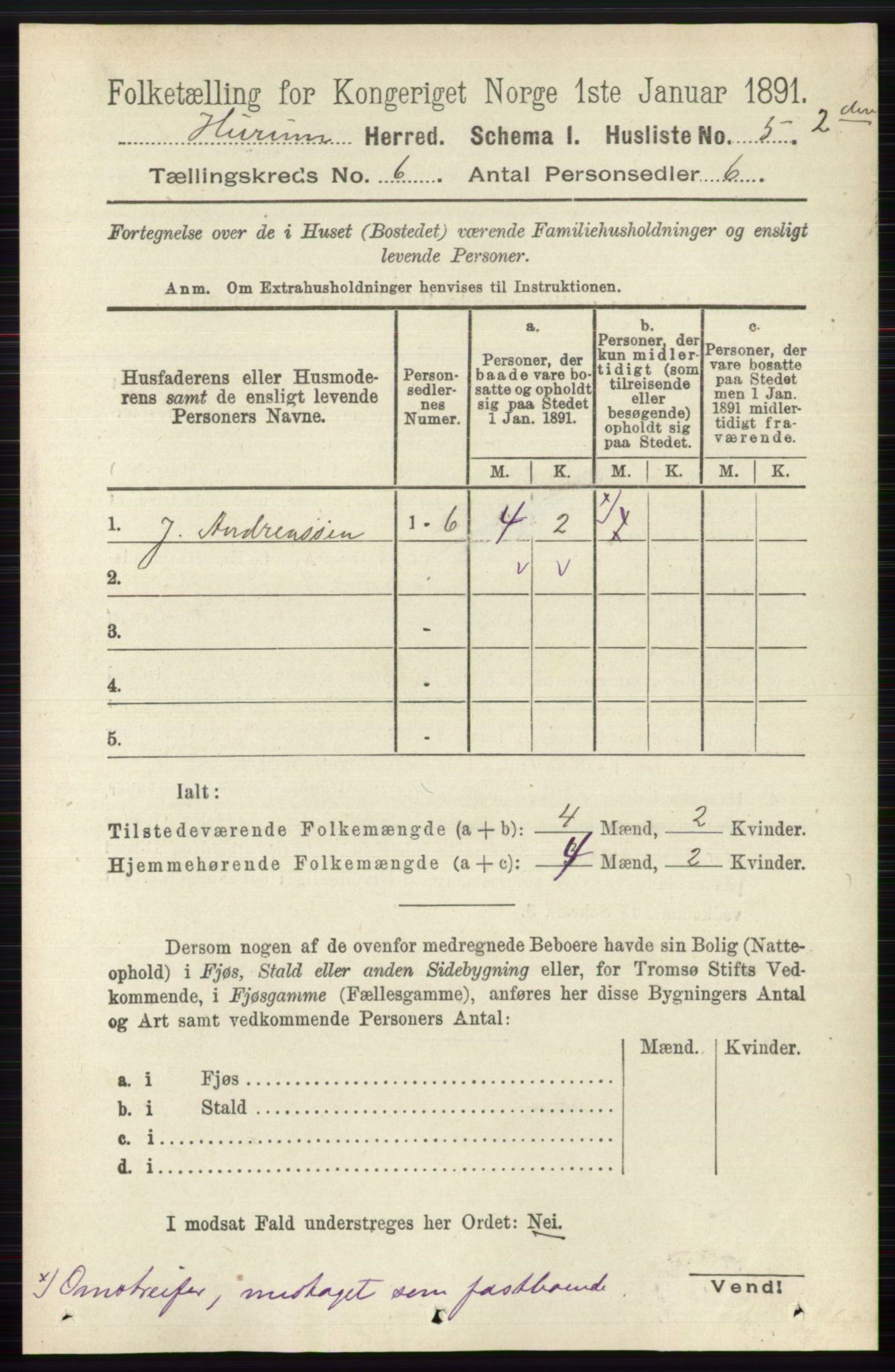 RA, 1891 census for 0628 Hurum, 1891, p. 1941
