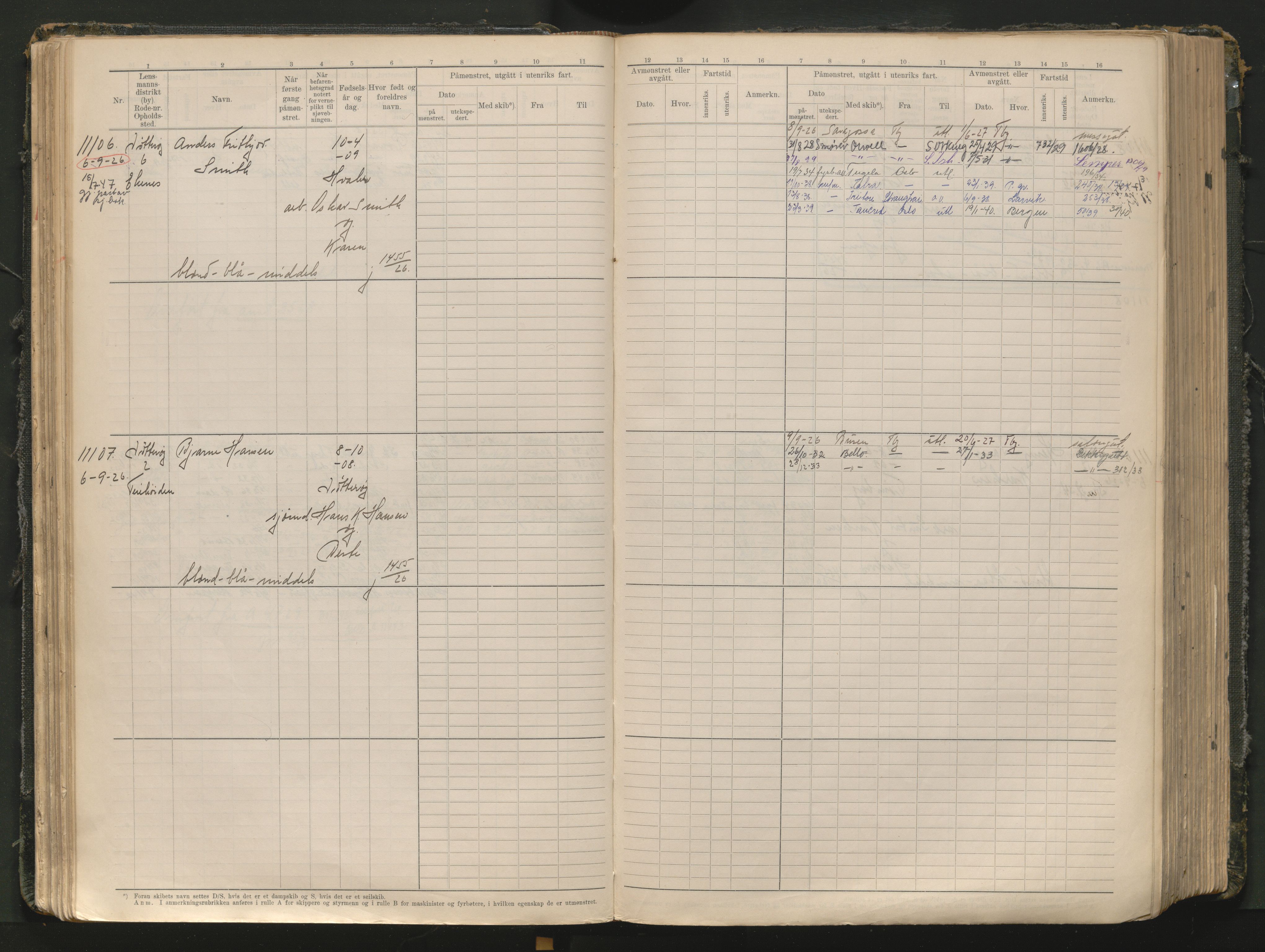 Tønsberg innrulleringskontor, AV/SAKO-A-786/F/Fc/Fcb/L0012: Hovedrulle Patent nr. 10828-12216, 1925-1948