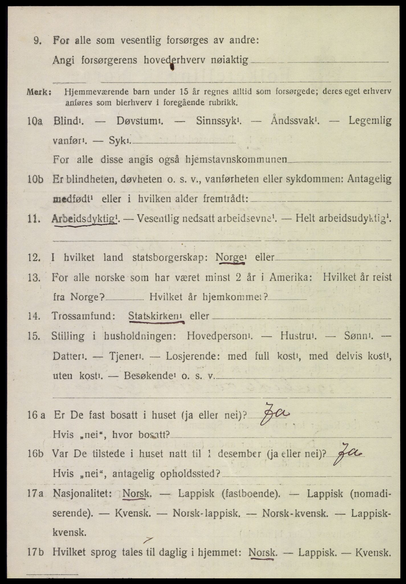 SAT, 1920 census for Vikna, 1920, p. 1574