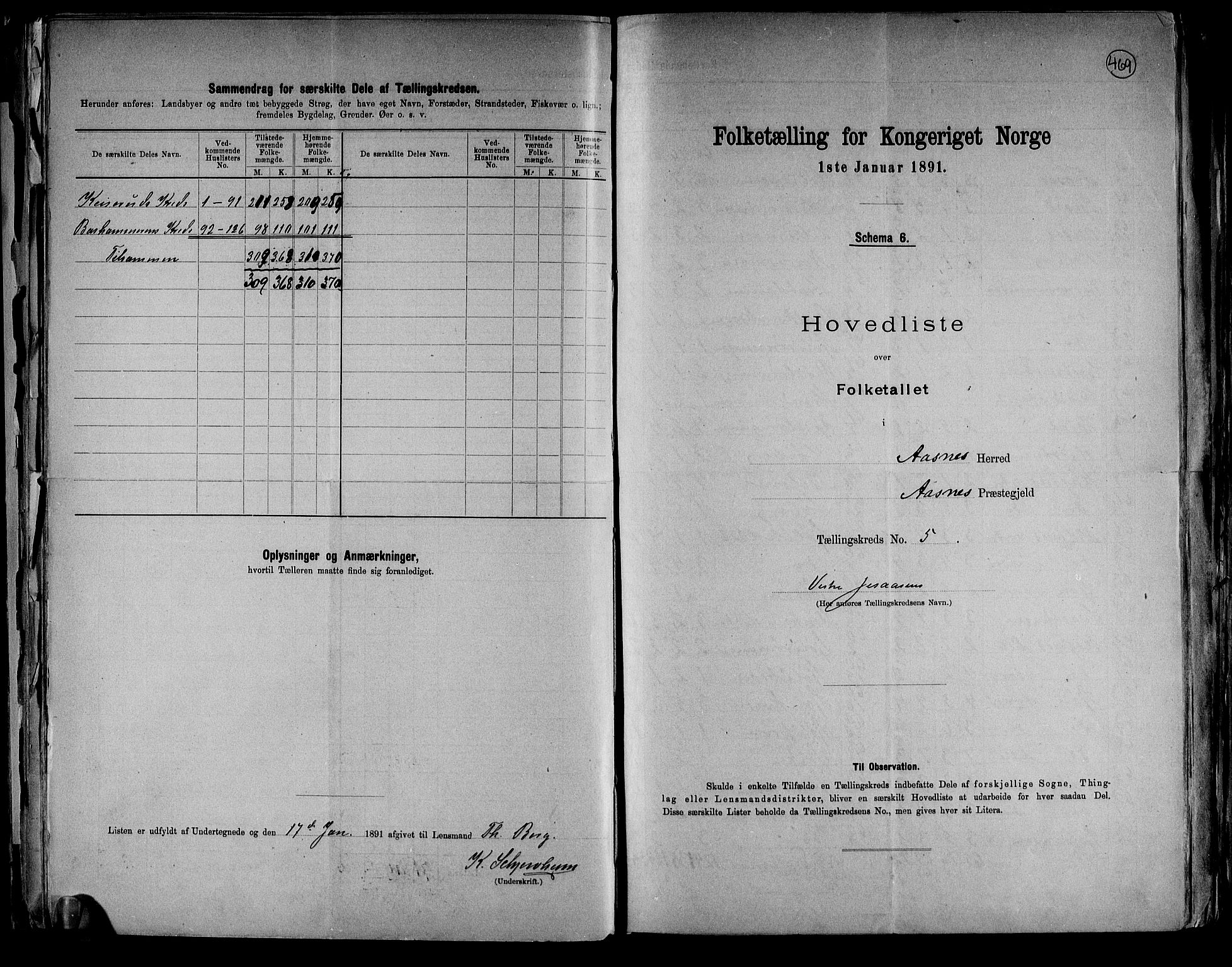 RA, 1891 census for 0425 Åsnes, 1891, p. 16