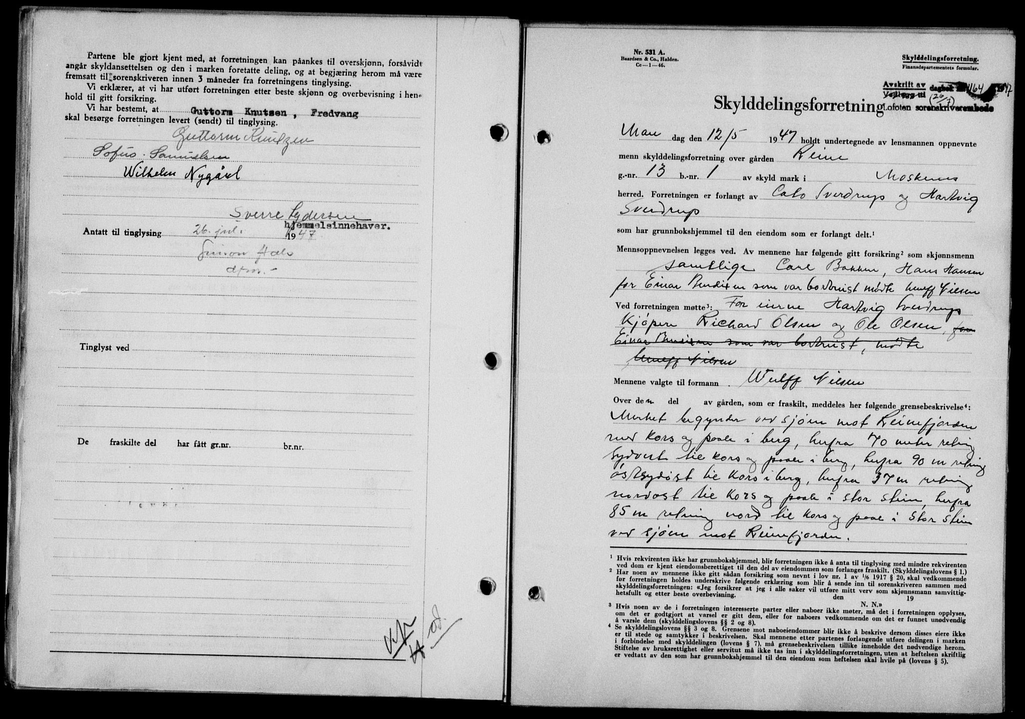Lofoten sorenskriveri, SAT/A-0017/1/2/2C/L0016a: Mortgage book no. 16a, 1947-1947, Diary no: : 1164/1947