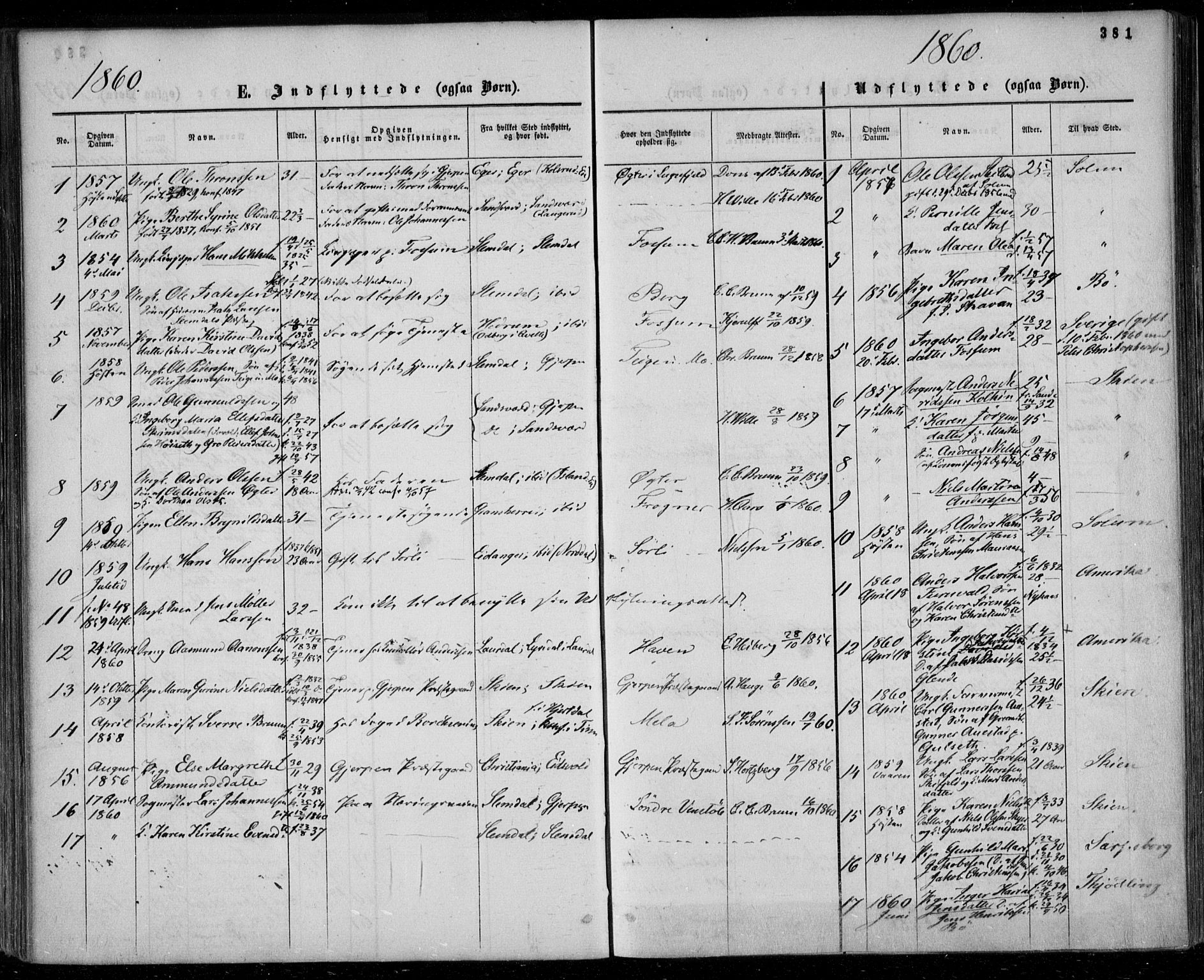 Gjerpen kirkebøker, SAKO/A-265/F/Fa/L0008b: Parish register (official) no. I 8B, 1857-1871, p. 381