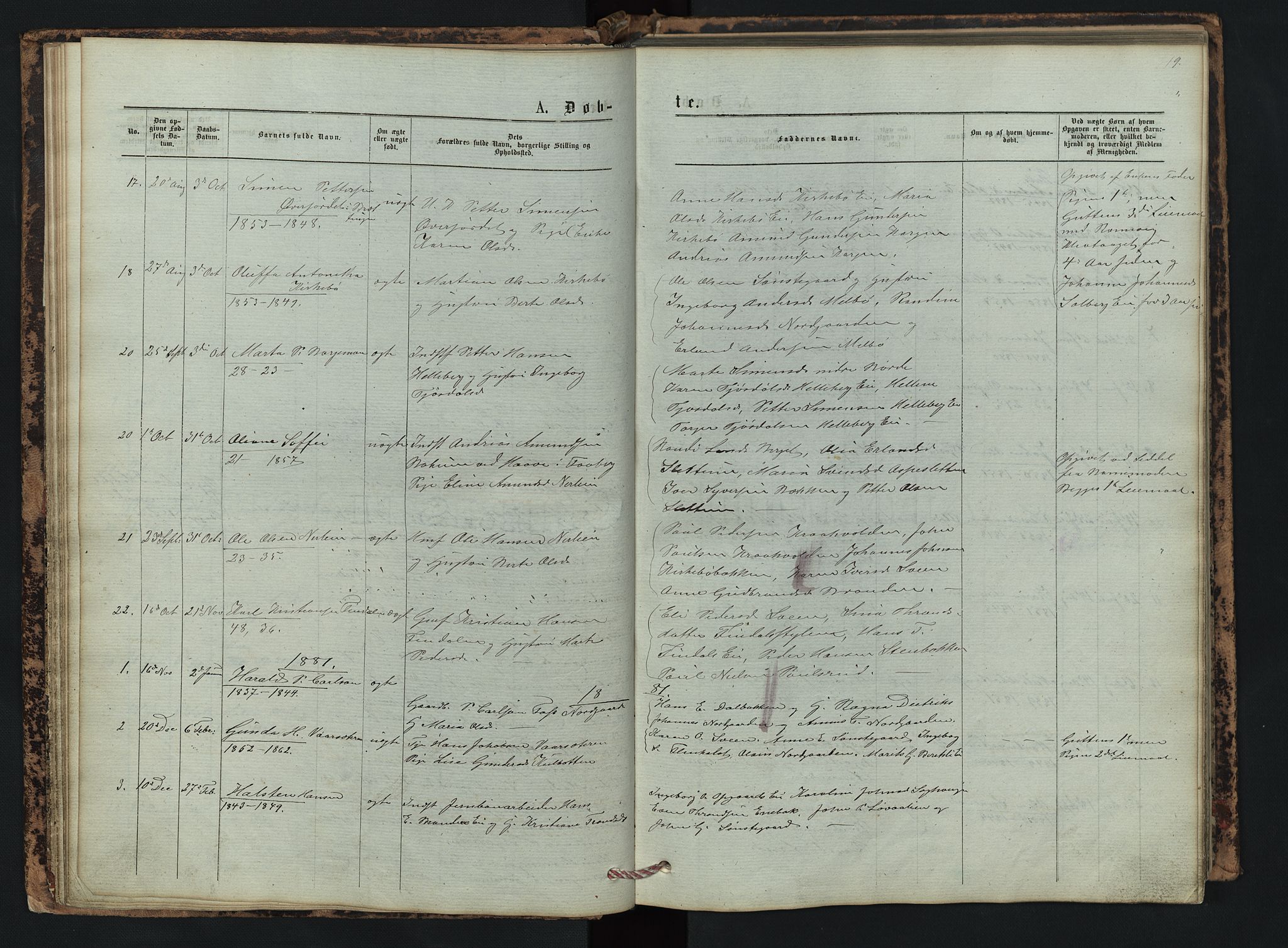 Vestre Gausdal prestekontor, SAH/PREST-094/H/Ha/Hab/L0002: Parish register (copy) no. 2, 1874-1897, p. 19