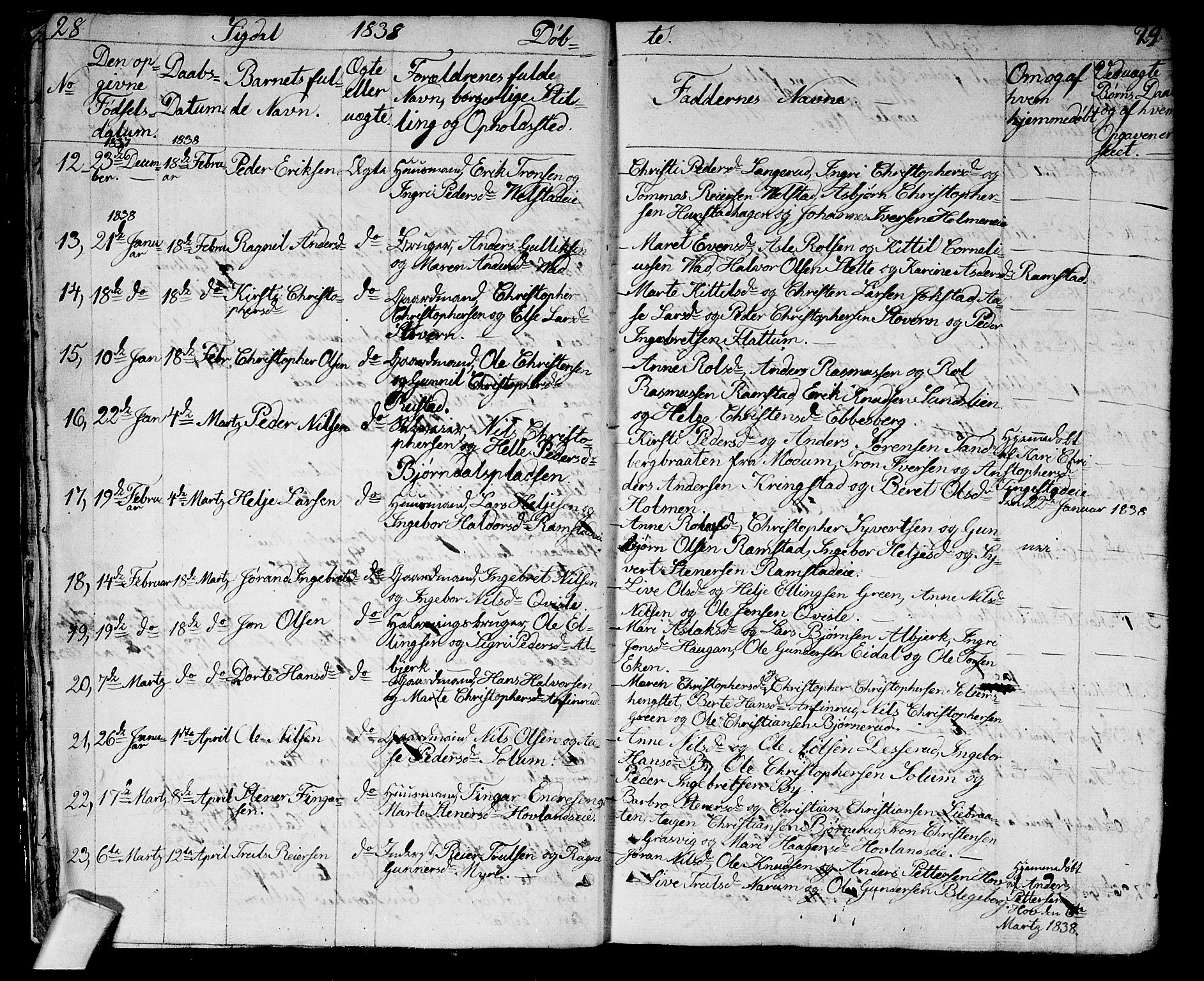 Sigdal kirkebøker, AV/SAKO-A-245/G/Ga/L0002: Parish register (copy) no. I 2, 1835-1856, p. 28-29