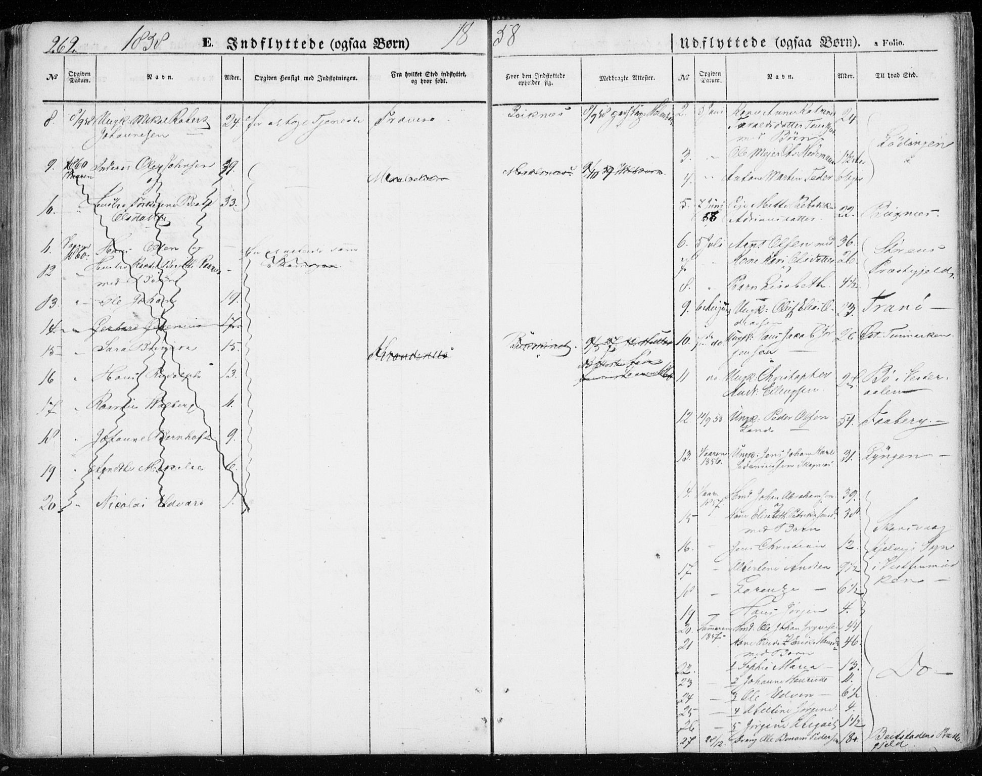 Lenvik sokneprestembete, AV/SATØ-S-1310/H/Ha/Haa/L0007kirke: Parish register (official) no. 7, 1855-1865, p. 262
