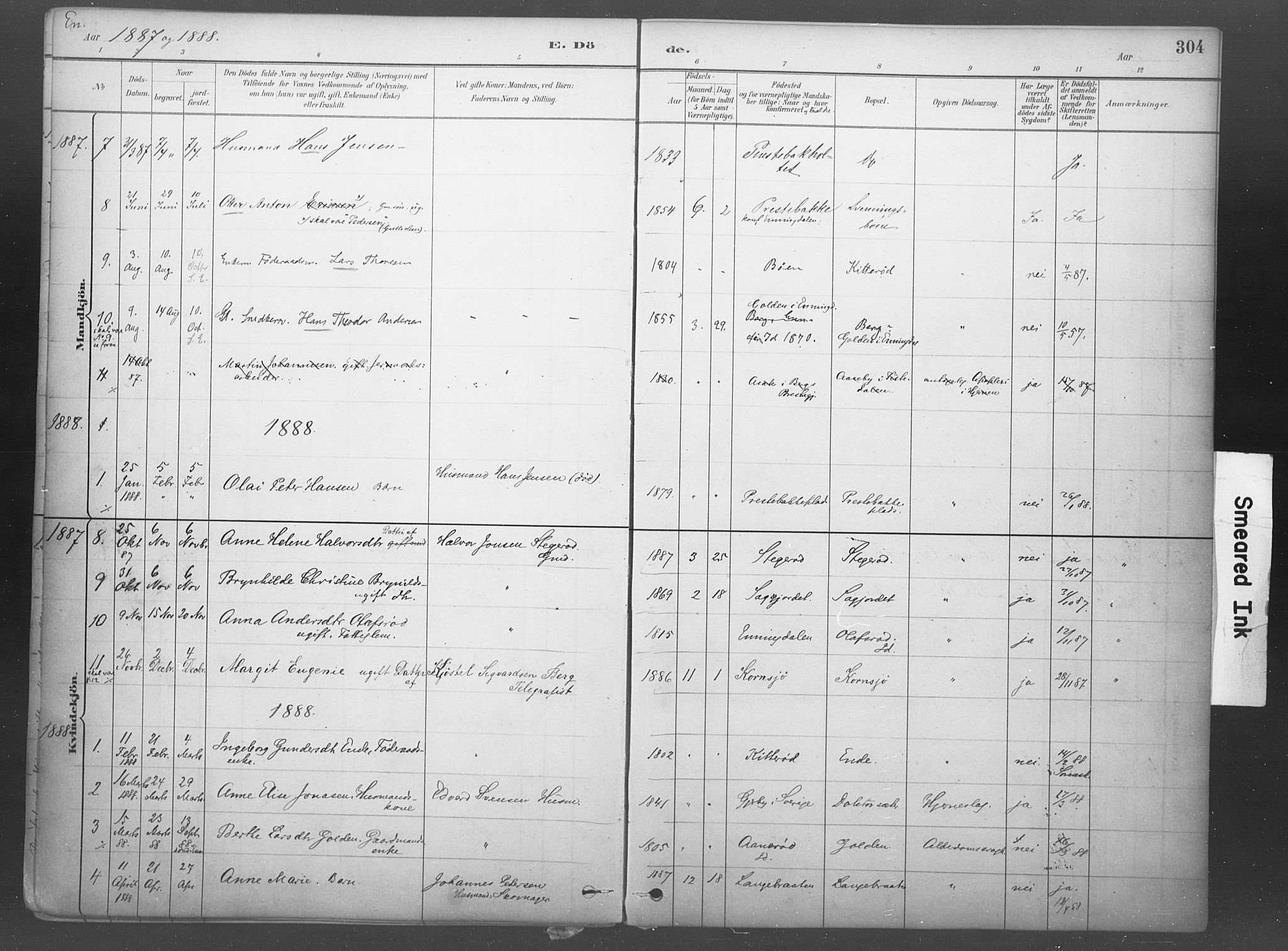 Idd prestekontor Kirkebøker, SAO/A-10911/F/Fb/L0002: Parish register (official) no. II 2, 1882-1923, p. 304