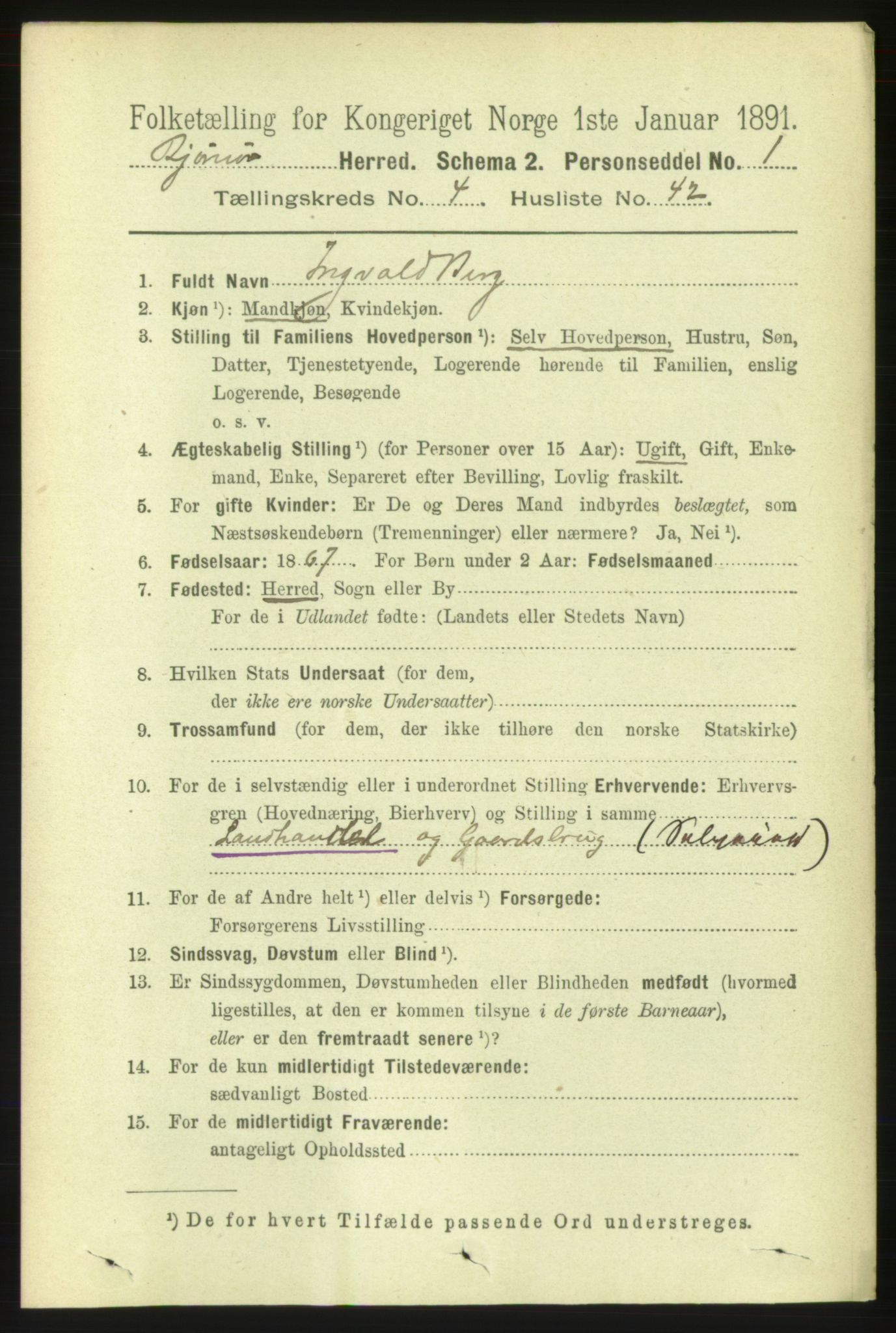 RA, 1891 census for 1632 Bjørnør, 1891, p. 2112