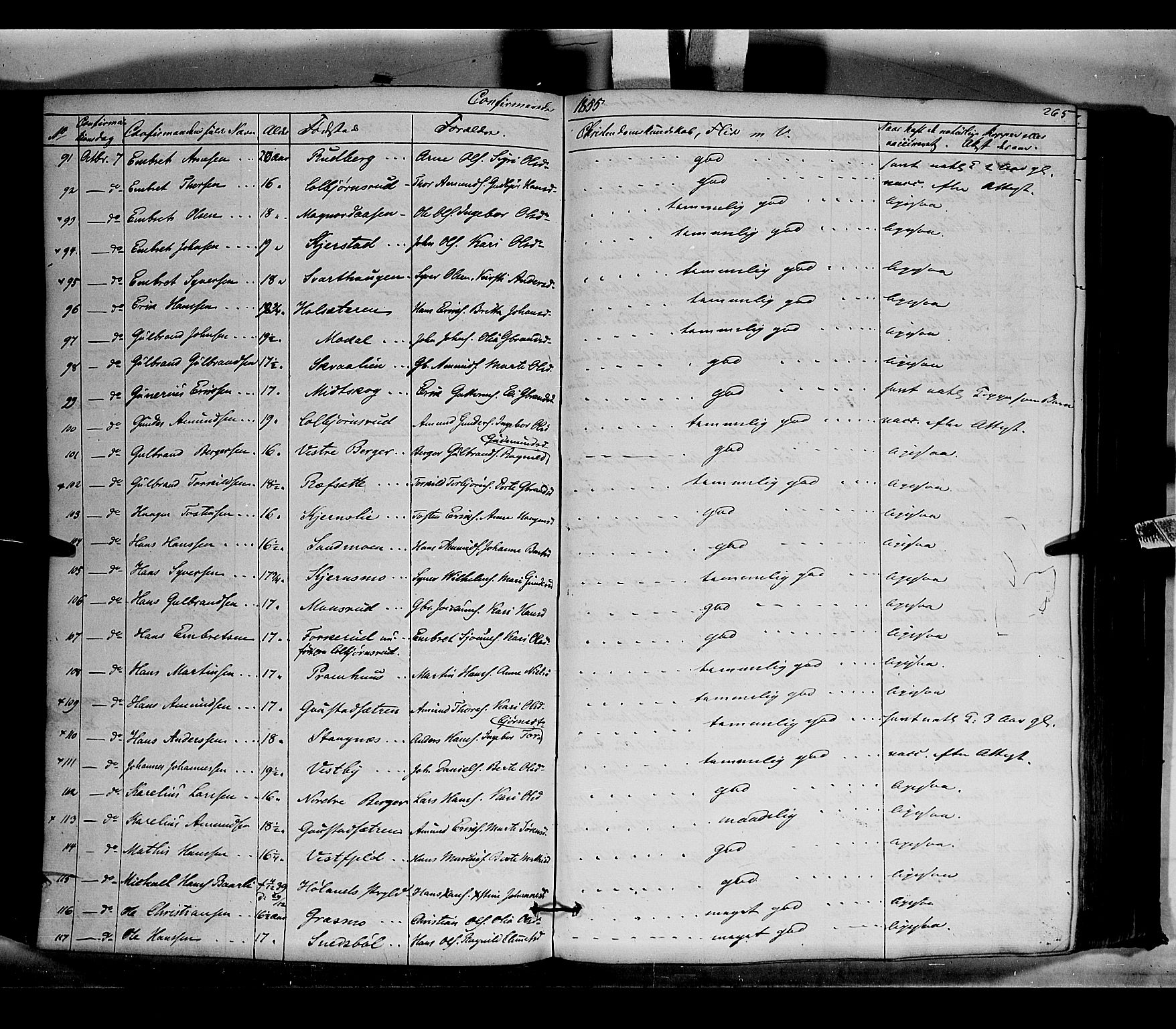 Vinger prestekontor, AV/SAH-PREST-024/H/Ha/Haa/L0010: Parish register (official) no. 10, 1855-1861, p. 265