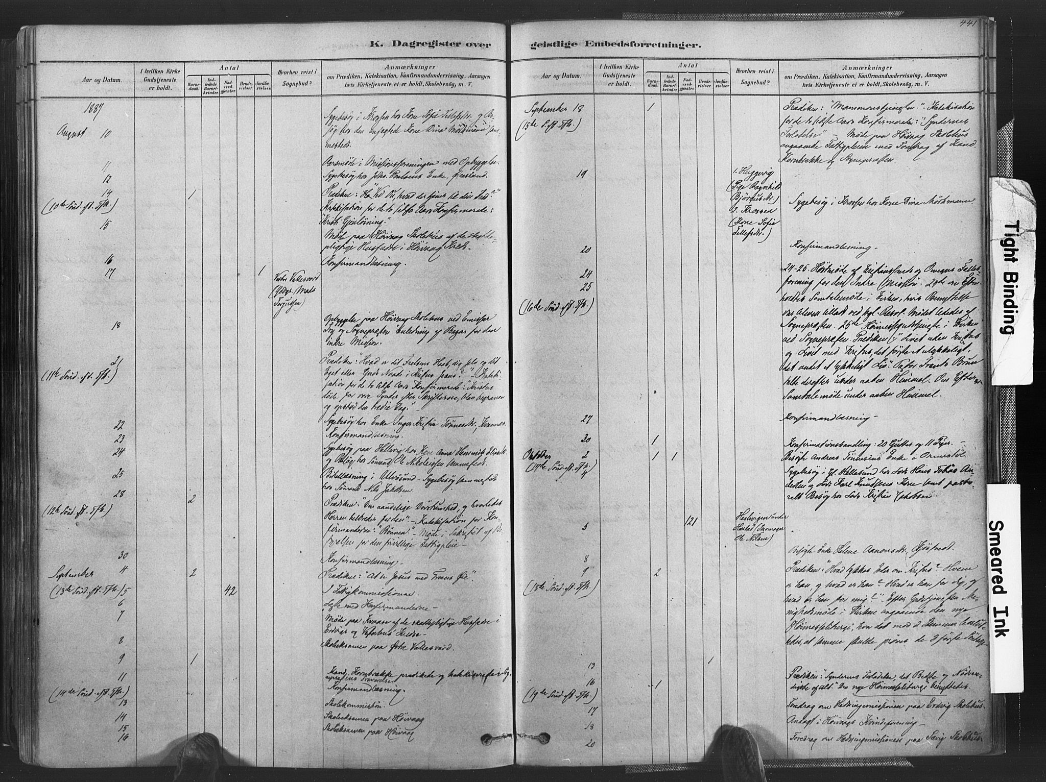 Høvåg sokneprestkontor, SAK/1111-0025/F/Fa/L0005: Parish register (official) no. A 5, 1878-1893, p. 441