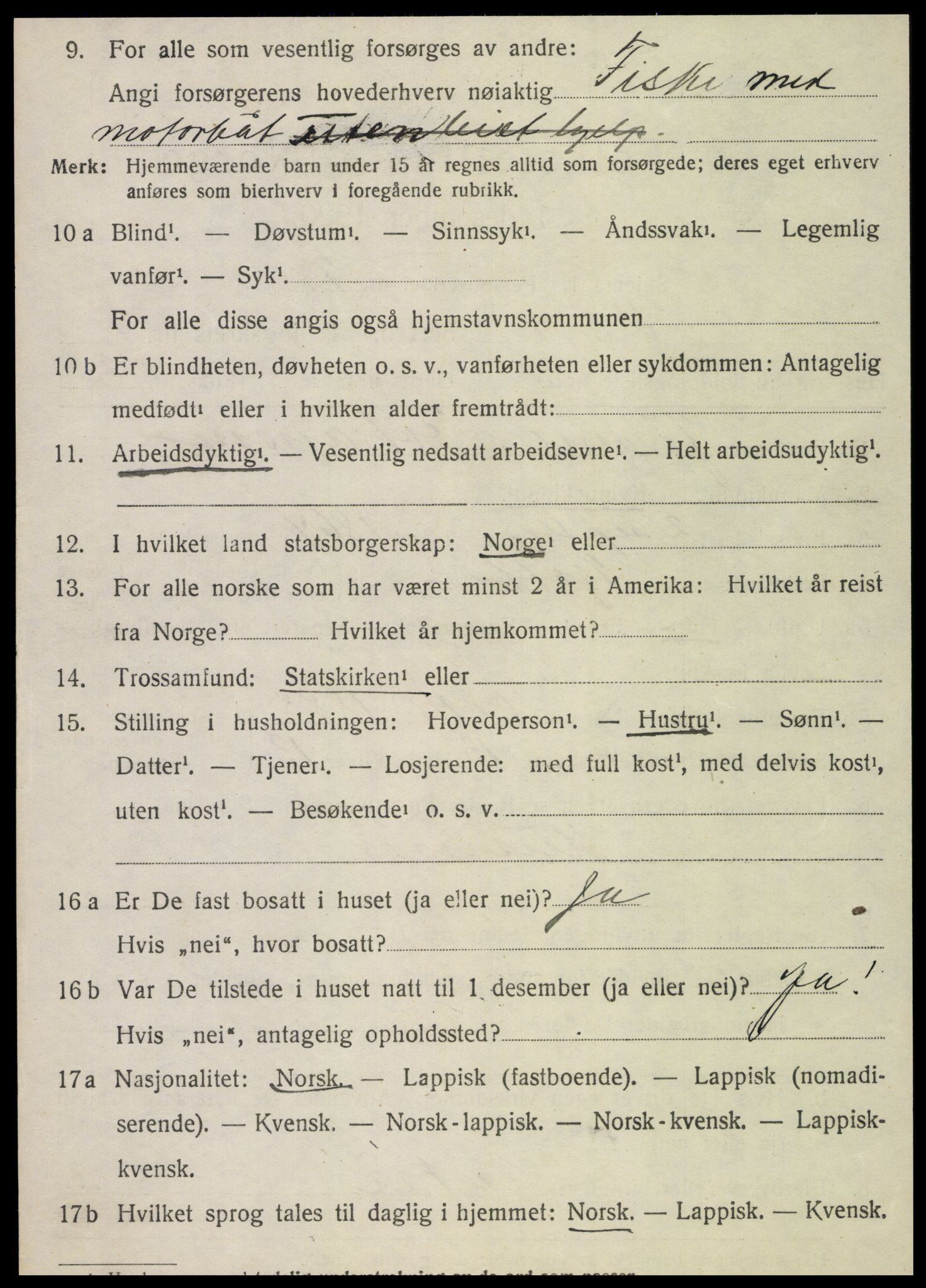 SAT, 1920 census for Vega, 1920, p. 2450