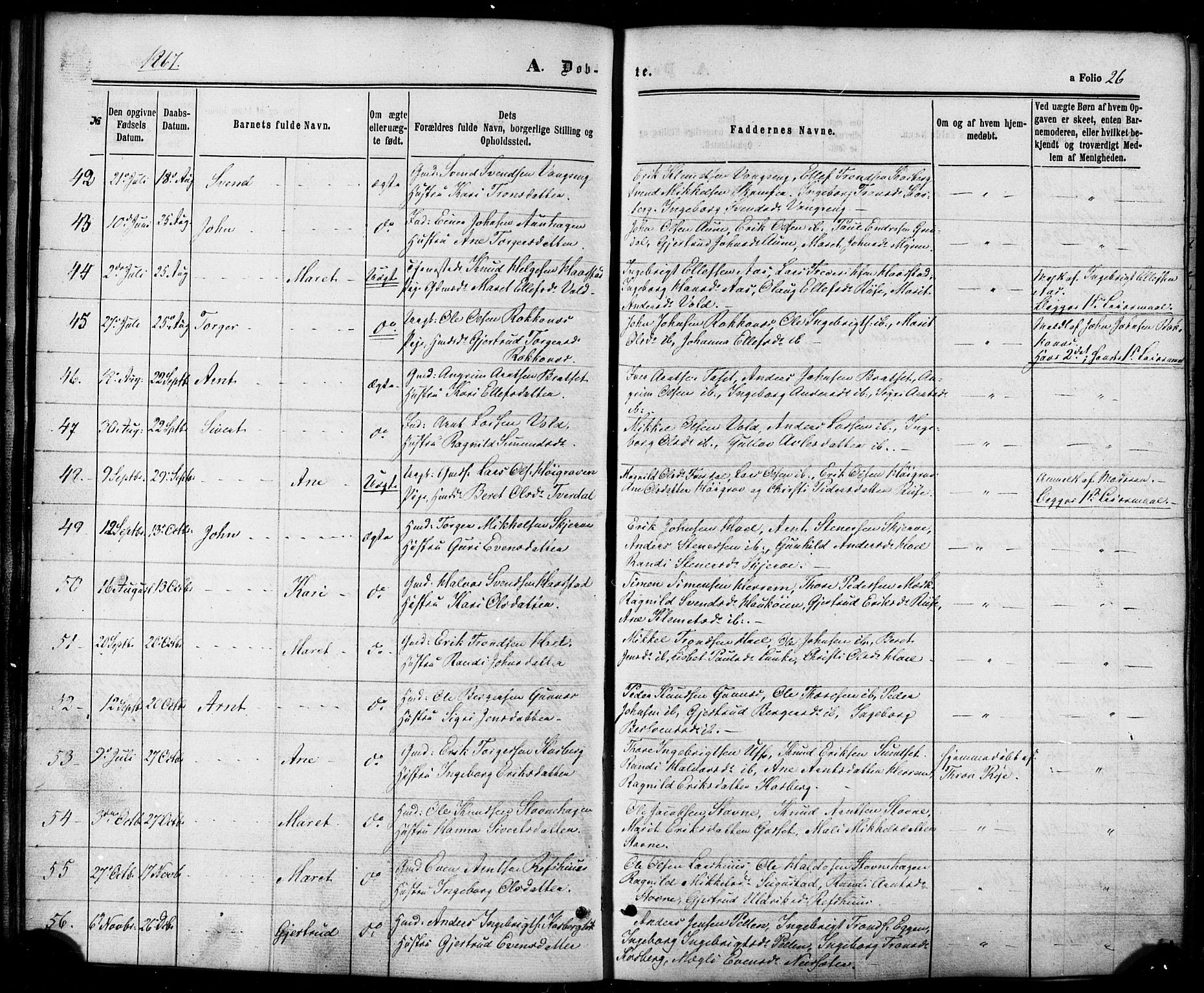 Ministerialprotokoller, klokkerbøker og fødselsregistre - Sør-Trøndelag, SAT/A-1456/674/L0870: Parish register (official) no. 674A02, 1861-1879, p. 26