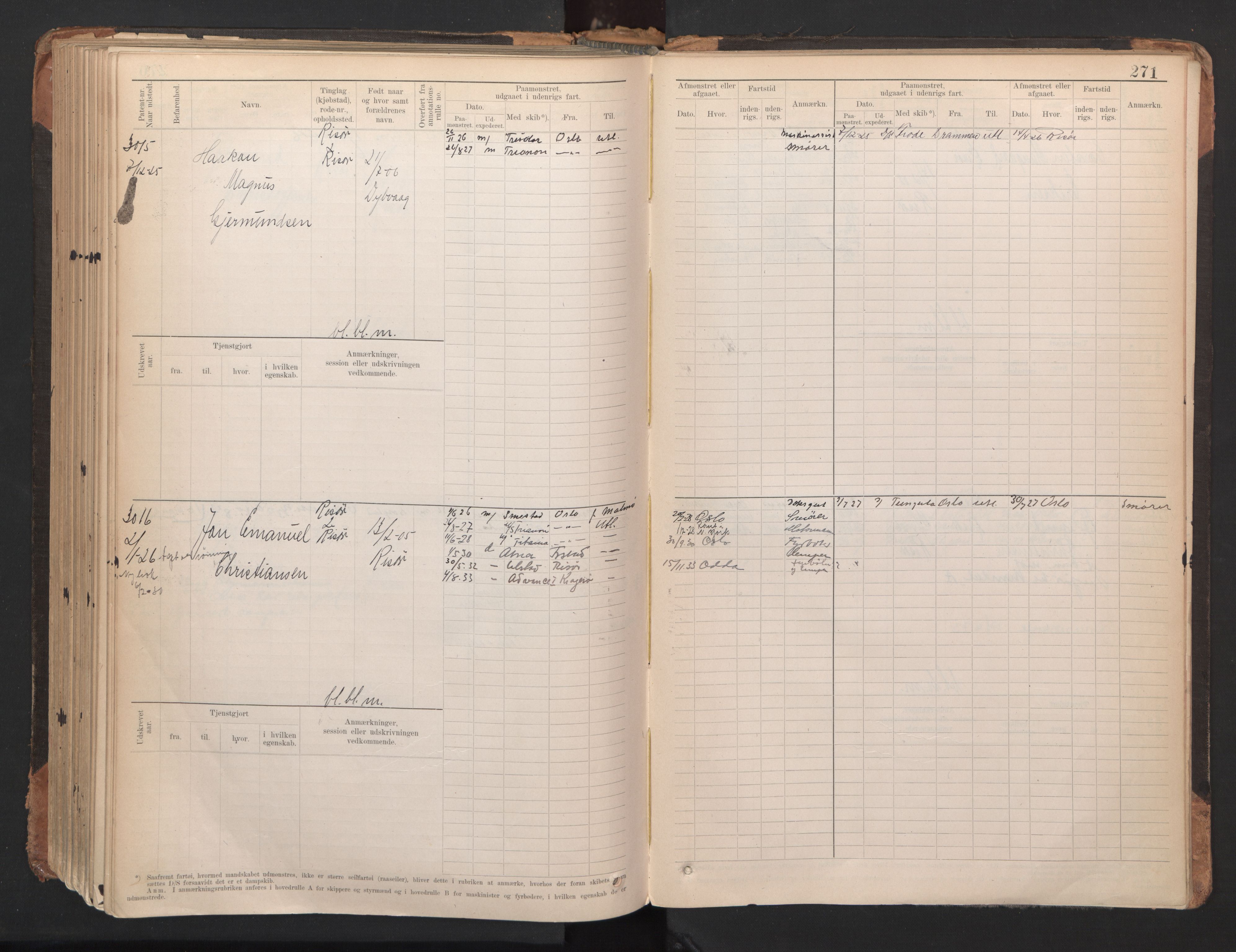 Risør mønstringskrets, AV/SAK-2031-0010/F/Fb/L0005: Hovedrulle A nr 2485-3065, Q-5, 1904-1948, p. 281