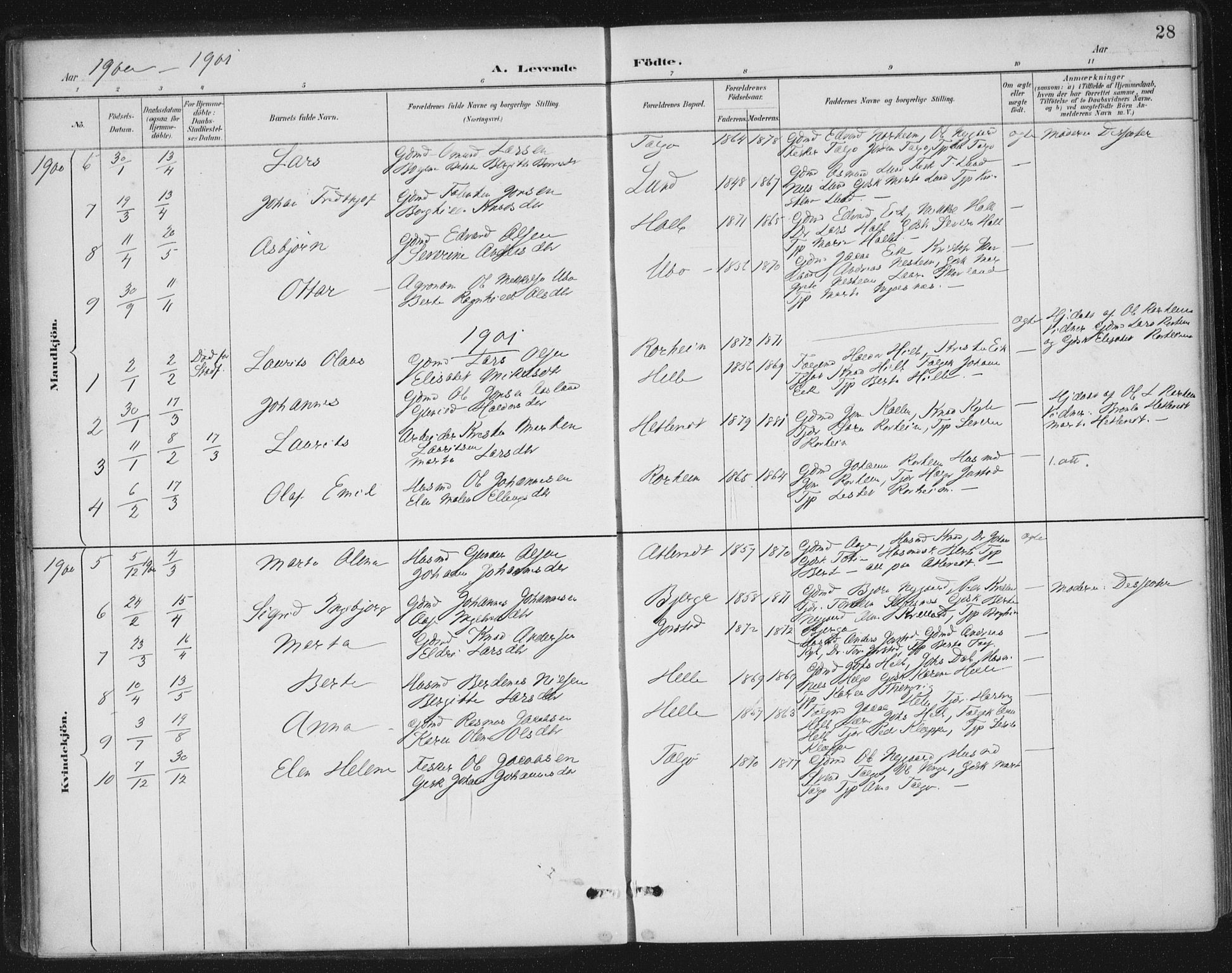 Nedstrand sokneprestkontor, AV/SAST-A-101841/01/IV: Parish register (official) no. A 13, 1887-1915, p. 28