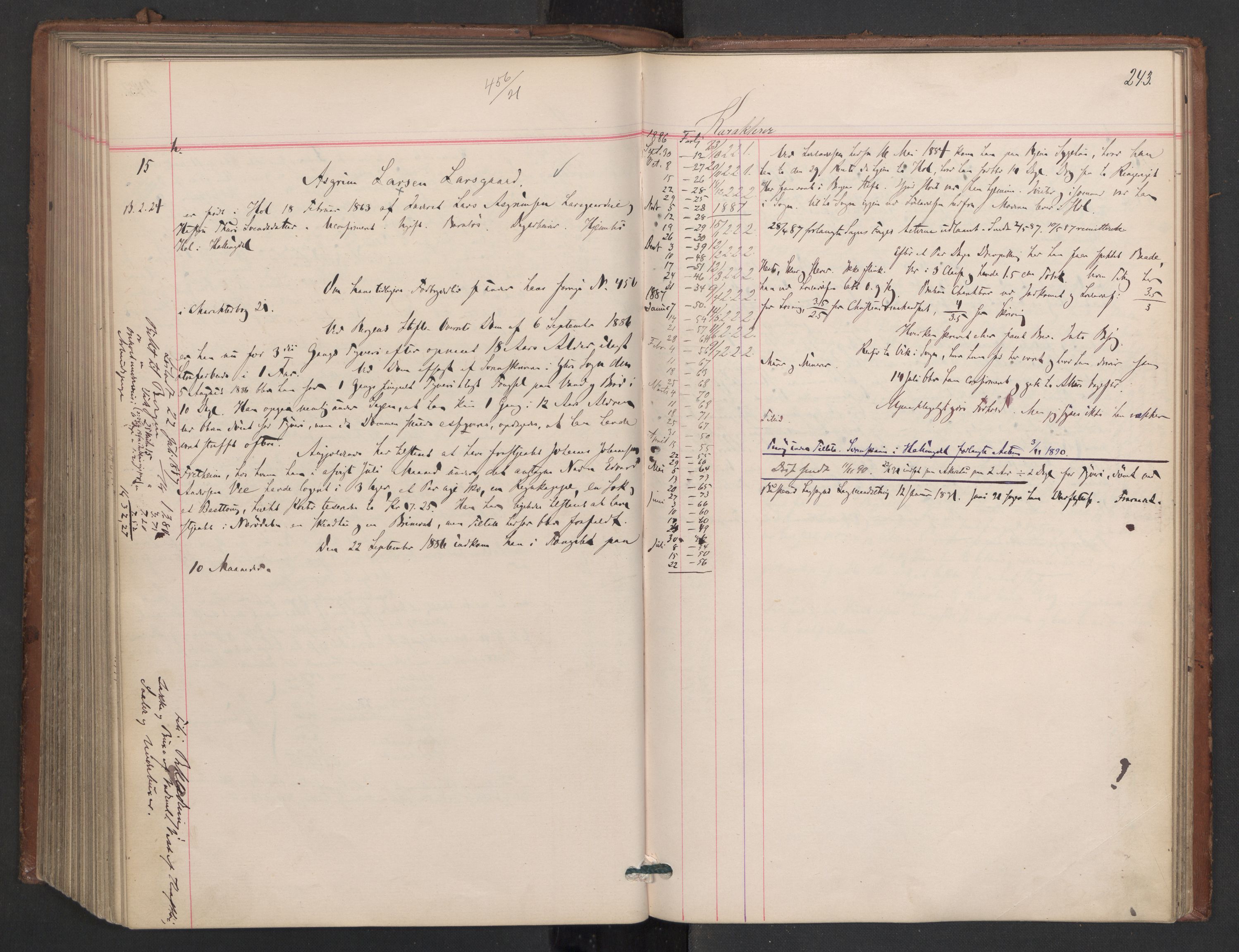 Botsfengslet, AV/RA-S-1539/D/Db/Dbb/L0023: 774g - 57h, 1885-1886, p. 243