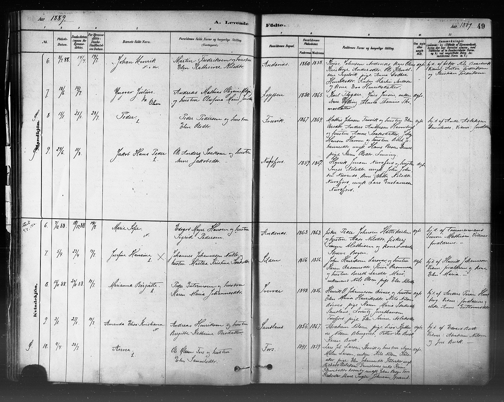 Loppa sokneprestkontor, SATØ/S-1339/H/Ha/L0006kirke: Parish register (official) no. 6, 1879-1895, p. 49