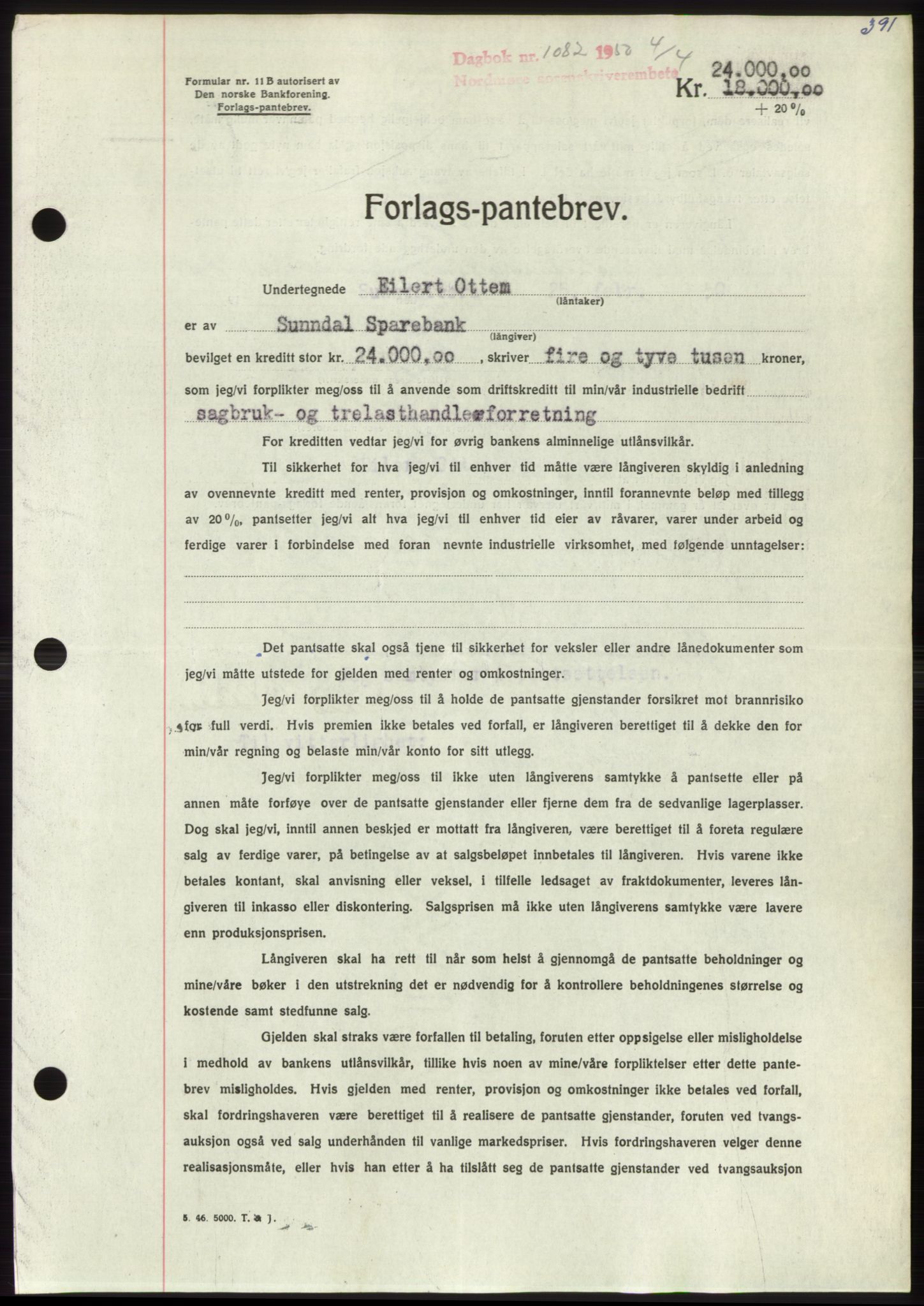 Nordmøre sorenskriveri, AV/SAT-A-4132/1/2/2Ca: Mortgage book no. B104, 1950-1950, Diary no: : 1082/1950