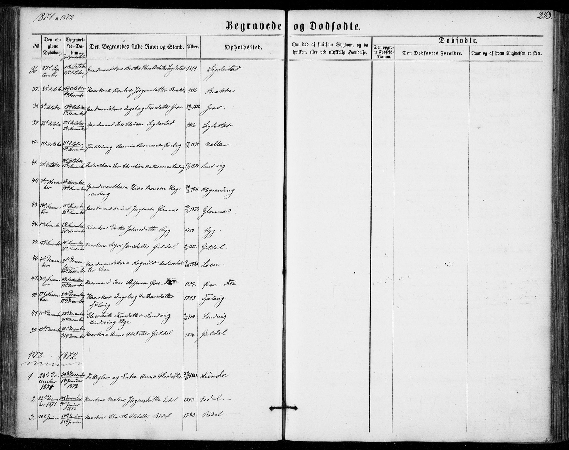 Stryn Sokneprestembete, SAB/A-82501: Parish register (official) no. A 3, 1862-1877, p. 243