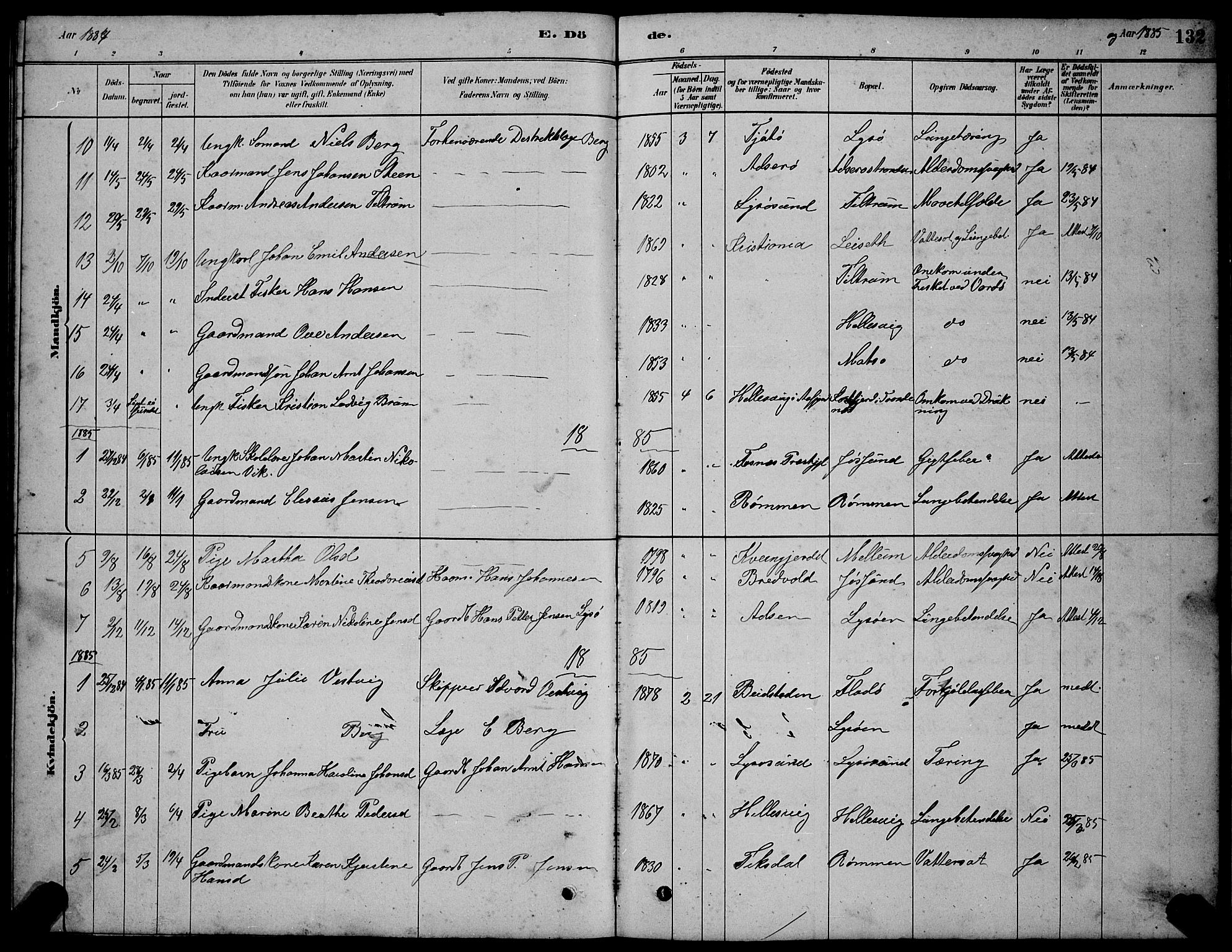 Ministerialprotokoller, klokkerbøker og fødselsregistre - Sør-Trøndelag, SAT/A-1456/654/L0665: Parish register (copy) no. 654C01, 1879-1901, p. 132