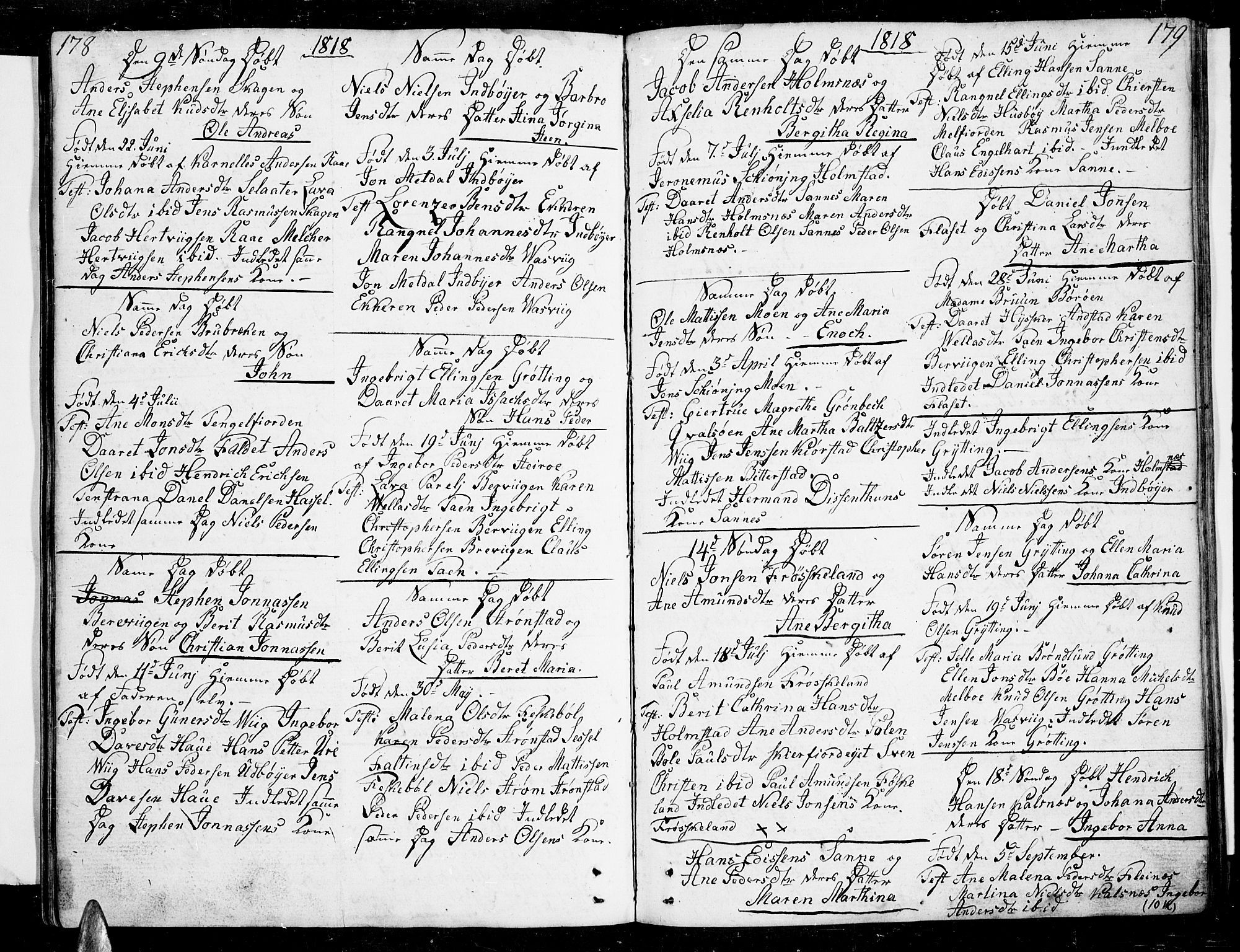 Ministerialprotokoller, klokkerbøker og fødselsregistre - Nordland, AV/SAT-A-1459/888/L1235: Parish register (official) no. 888A04 /1, 1812-1820, p. 178-179
