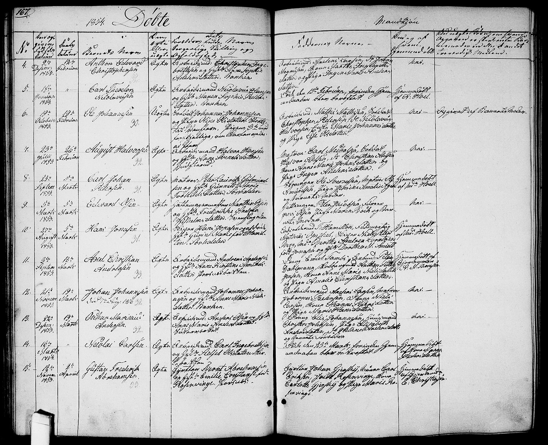 Halden prestekontor Kirkebøker, SAO/A-10909/G/Ga/L0004: Parish register (copy) no. 4, 1845-1854, p. 167