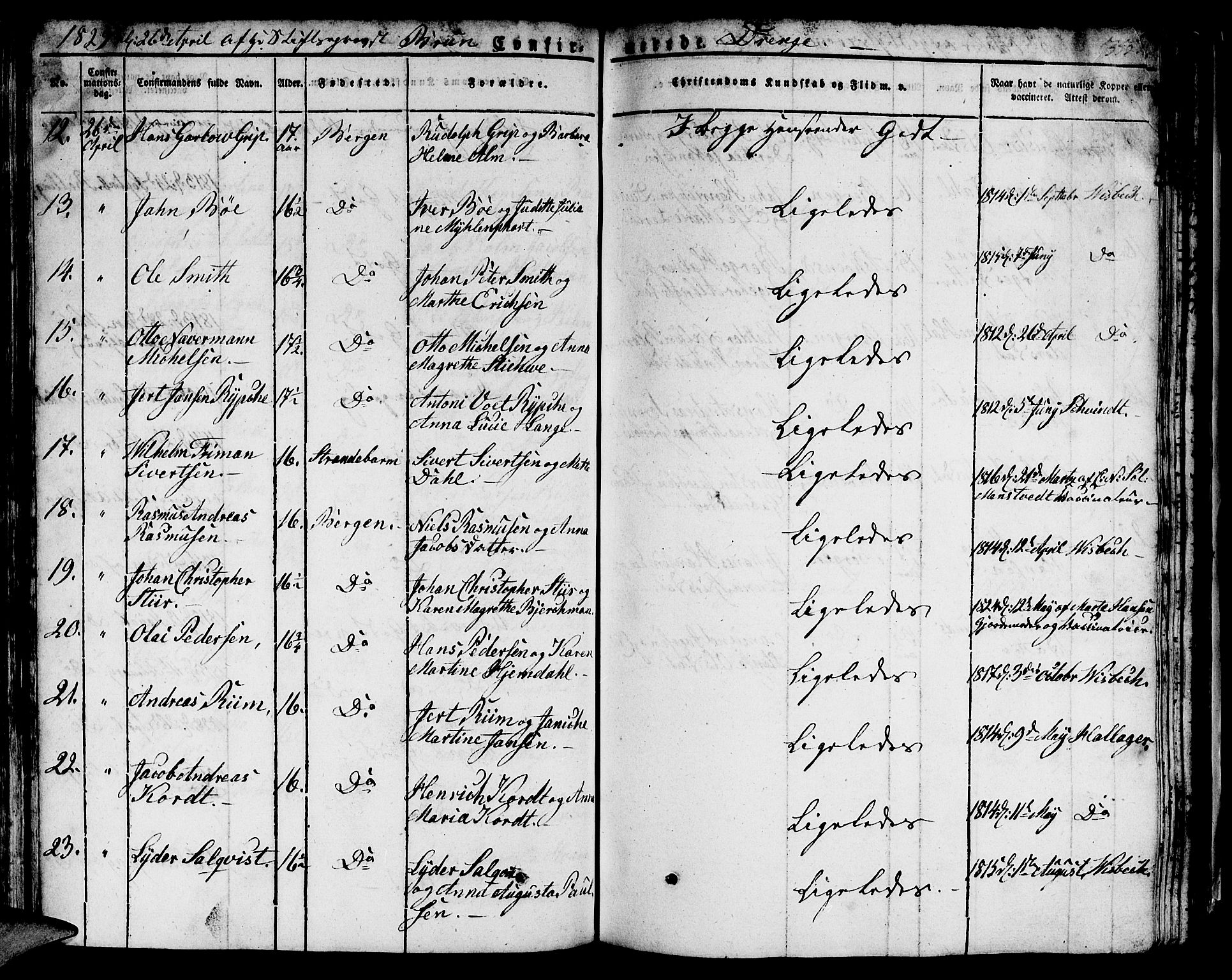 Domkirken sokneprestembete, SAB/A-74801/H/Hab/L0002: Parish register (copy) no. A 2, 1821-1839, p. 355