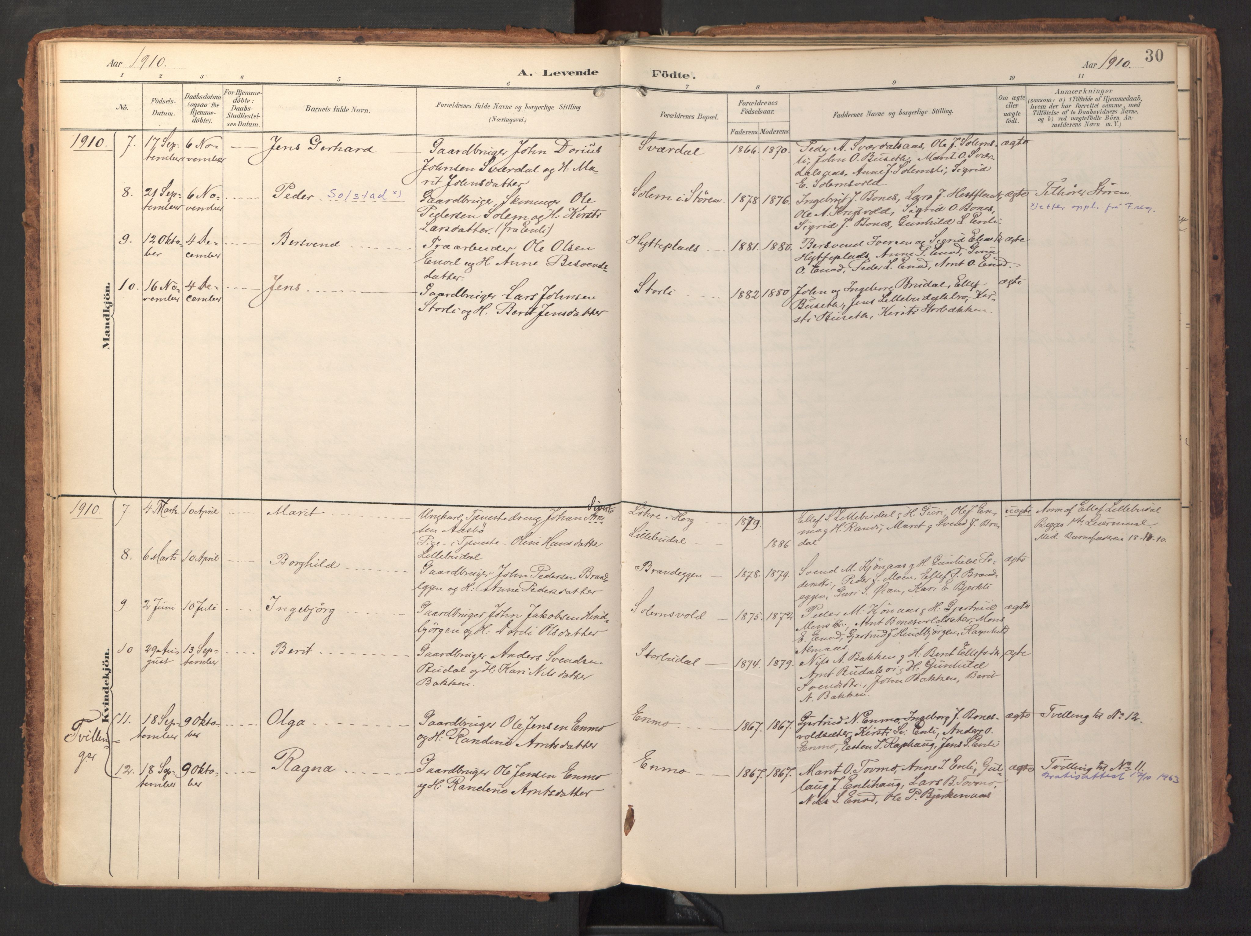 Ministerialprotokoller, klokkerbøker og fødselsregistre - Sør-Trøndelag, SAT/A-1456/690/L1050: Parish register (official) no. 690A01, 1889-1929, p. 30