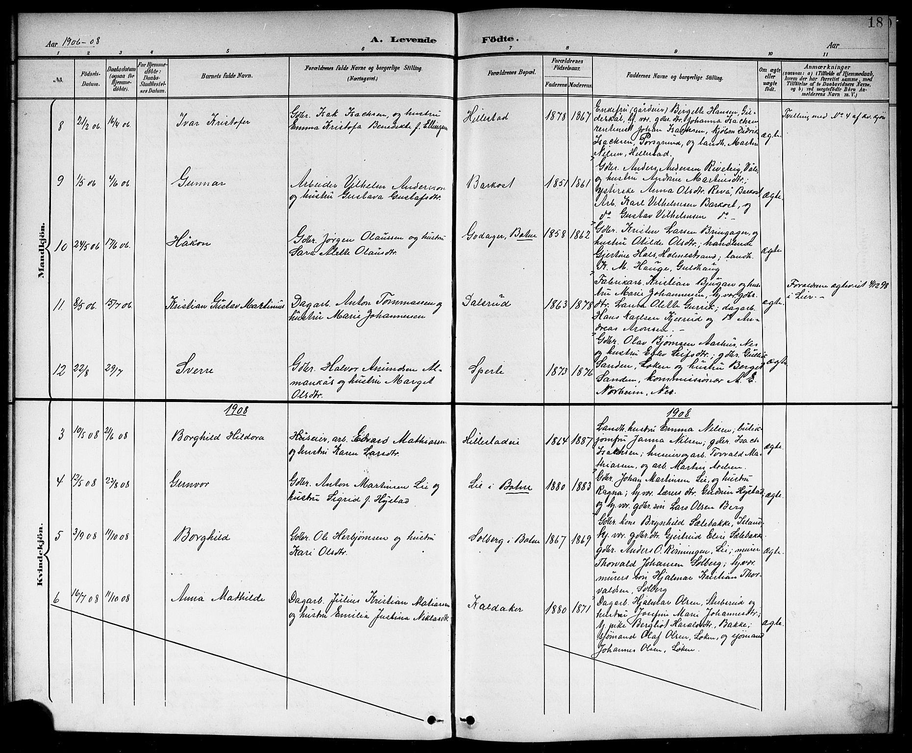 Botne kirkebøker, SAKO/A-340/G/Gb/L0004: Parish register (copy) no. II 3, 1899-1917, p. 18