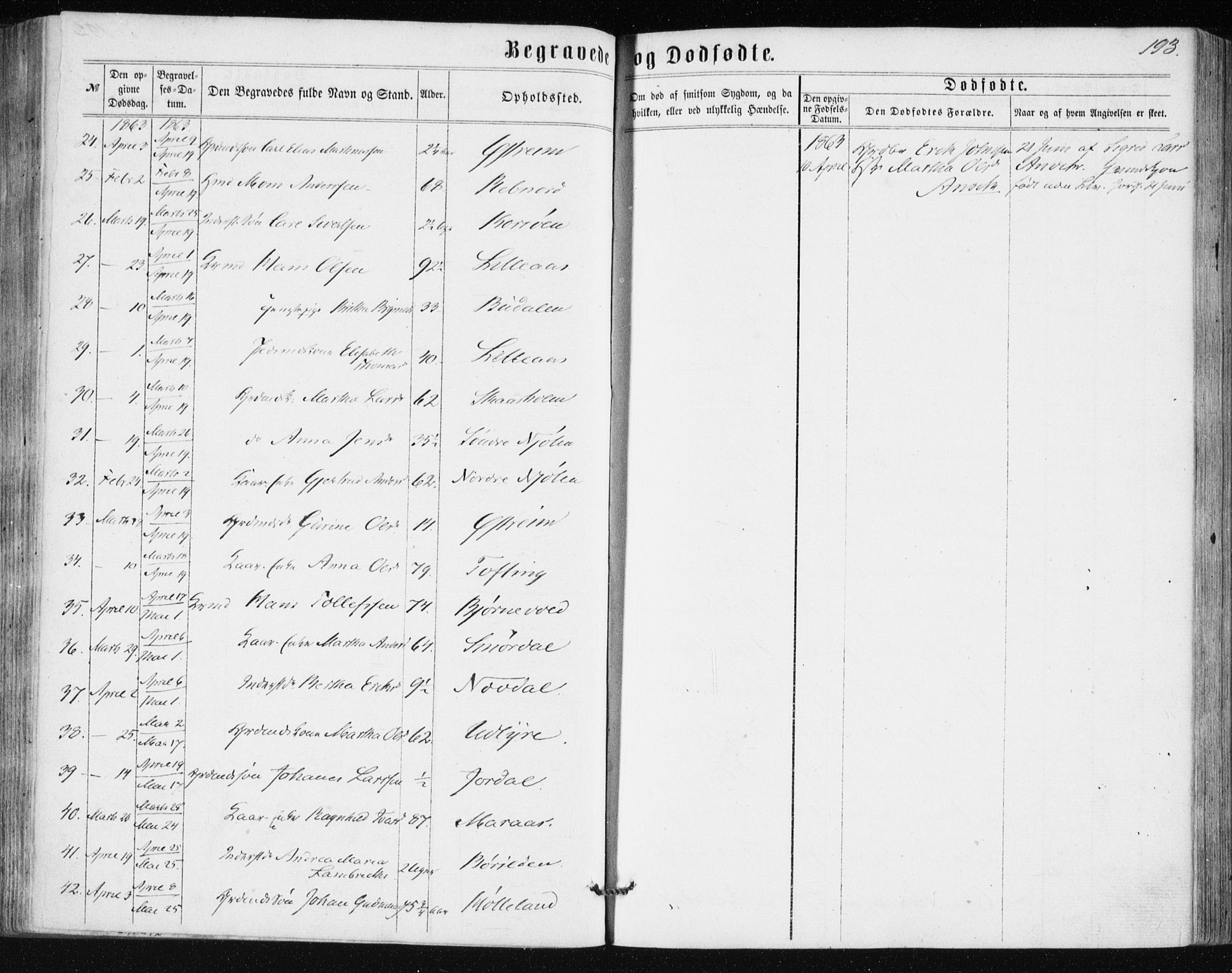 Lindås Sokneprestembete, AV/SAB-A-76701/H/Haa/Haaa/L0016: Parish register (official) no. A 16, 1863-1875, p. 193