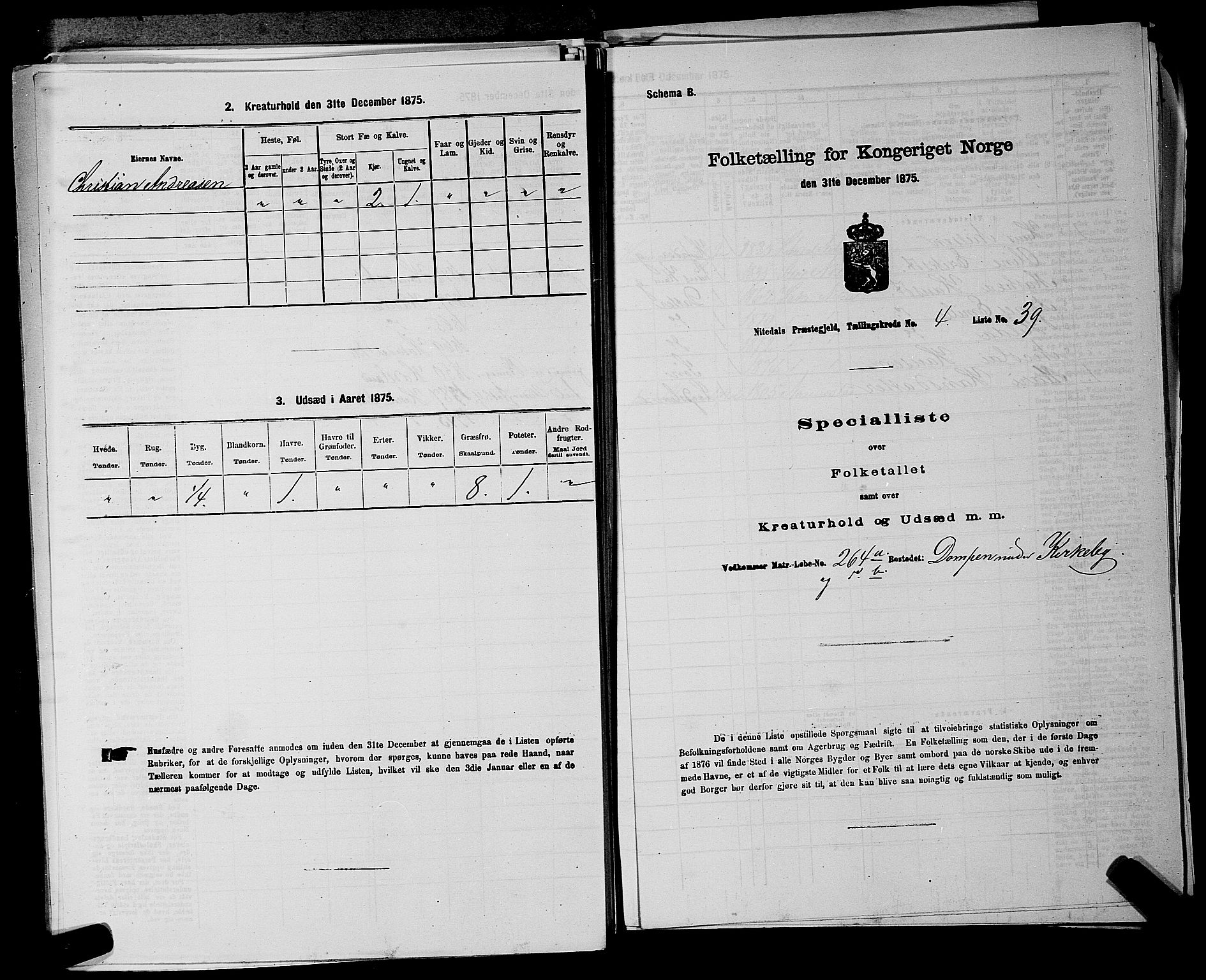 RA, 1875 census for 0233P Nittedal, 1875, p. 704