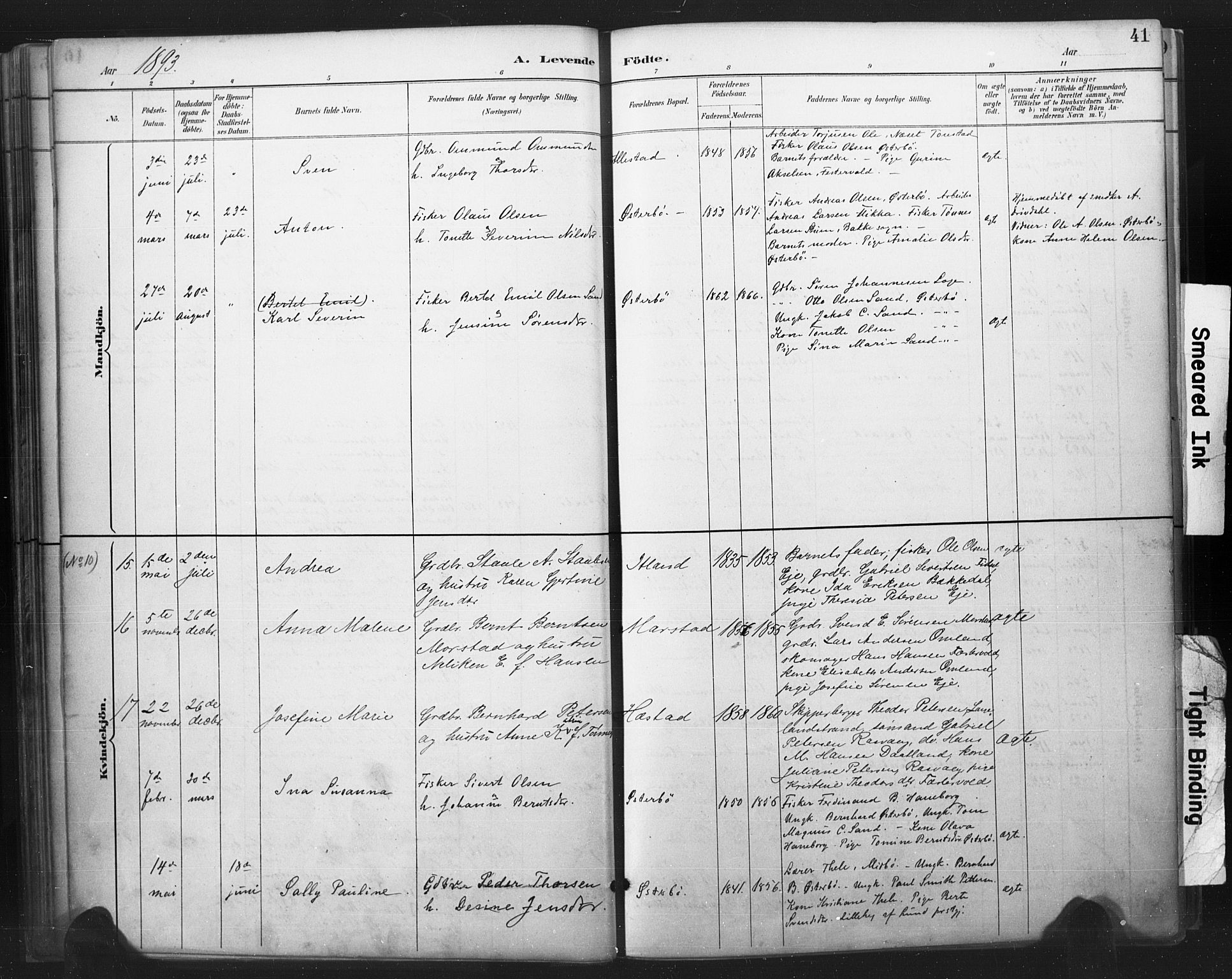 Flekkefjord sokneprestkontor, AV/SAK-1111-0012/F/Fa/Fab/L0006: Parish register (official) no. A 6, 1886-1901, p. 41